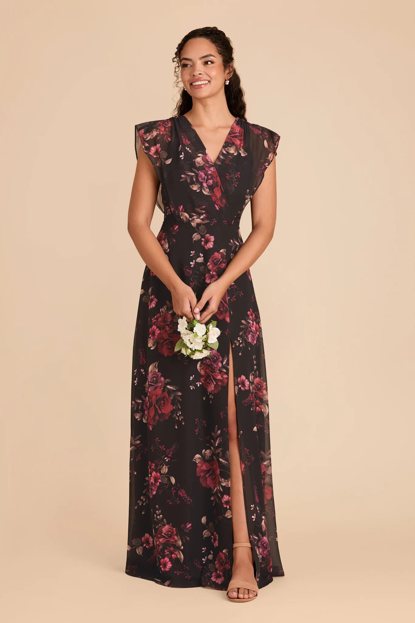 Violet Chiffon Dress - Black Fleurs D'Amour sold by Birdy Grey product image thumbnail 3