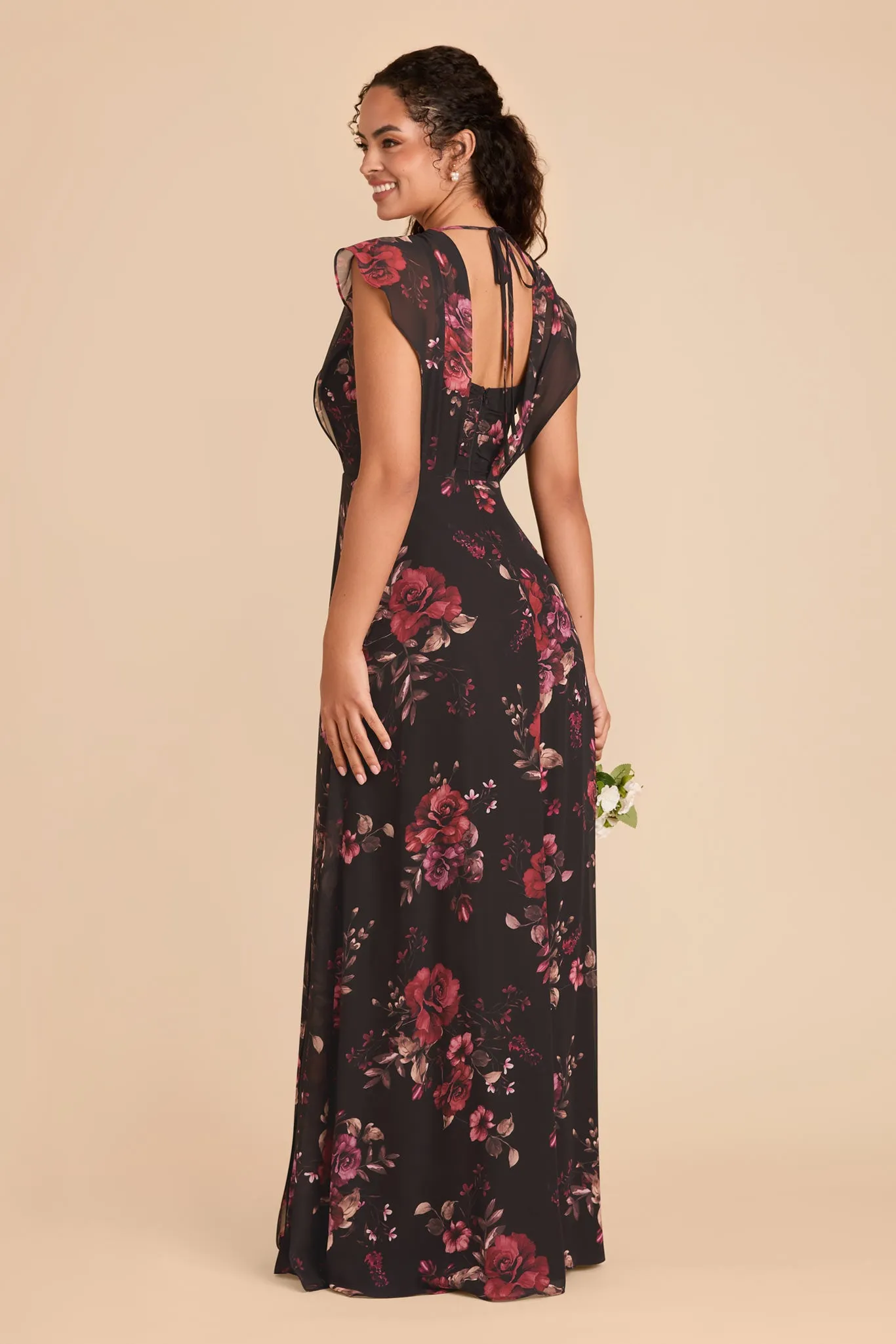 Violet Chiffon Dress - Black Fleurs D'Amour sold by Birdy Grey product image thumbnail 5