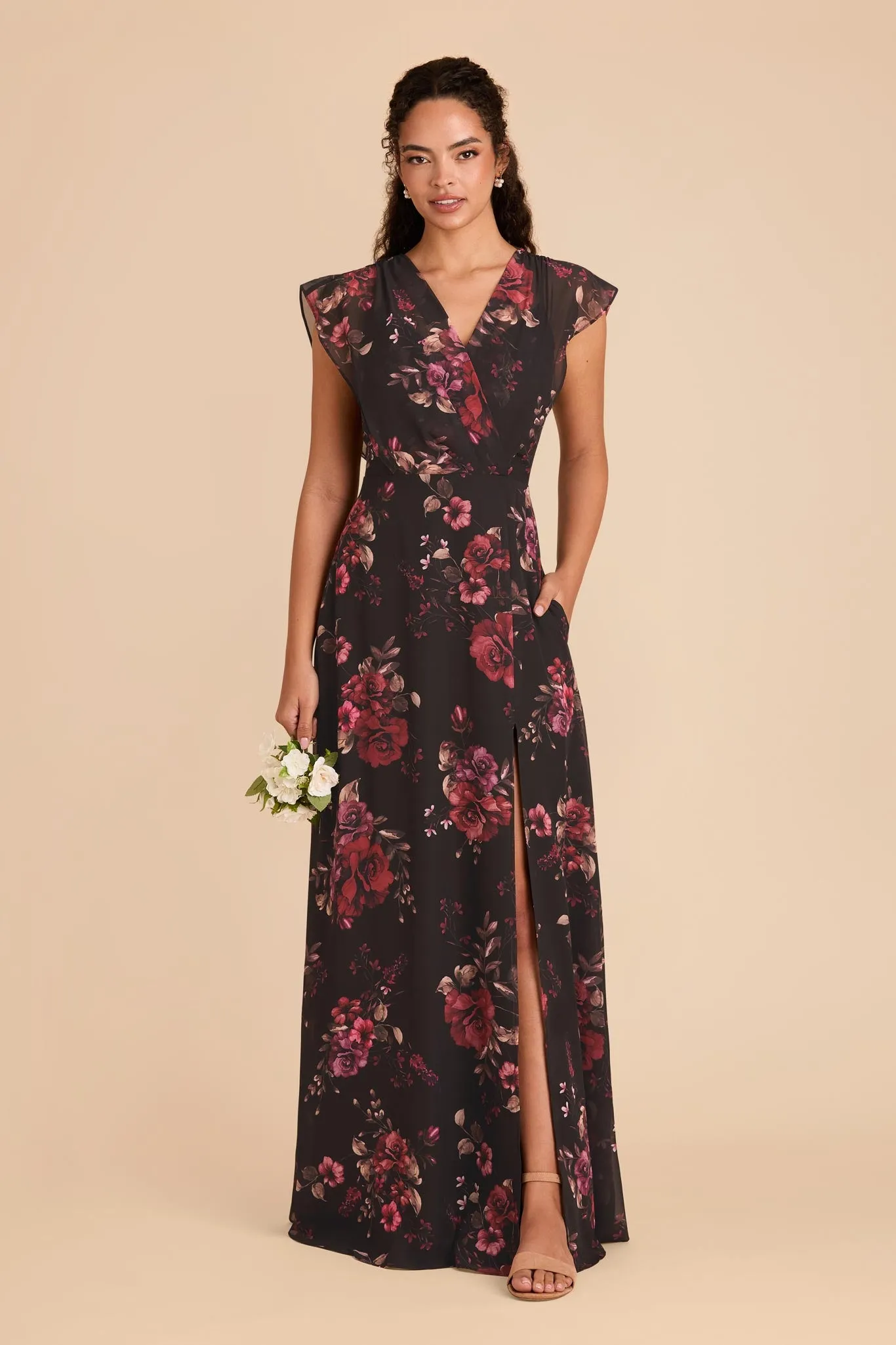 Violet Chiffon Dress - Black Fleurs D'Amour sold by Birdy Grey product image thumbnail 2
