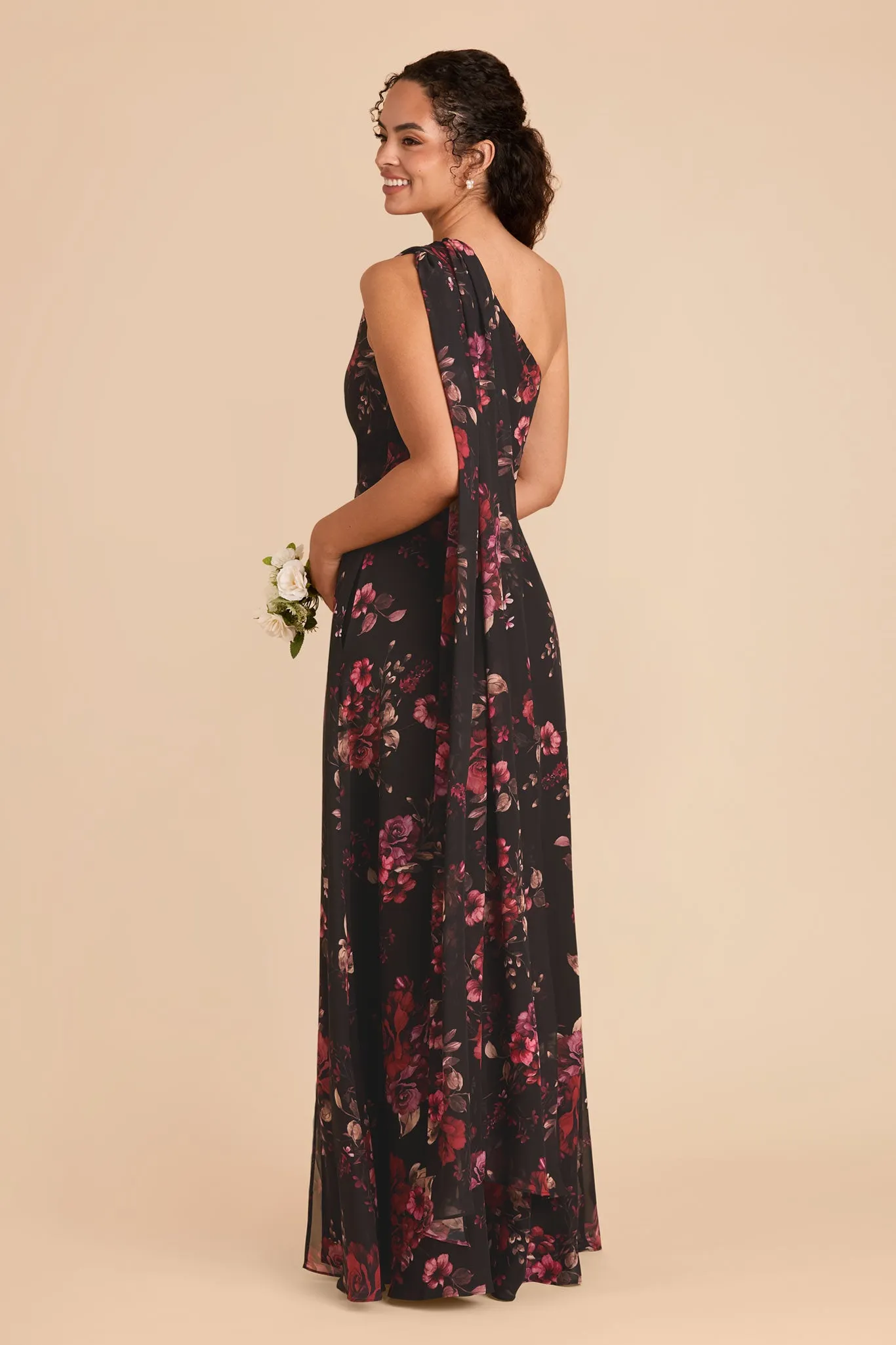 Melissa Chiffon Dress - Black Fleurs D'Amour sold by Birdy Grey product image thumbnail 5