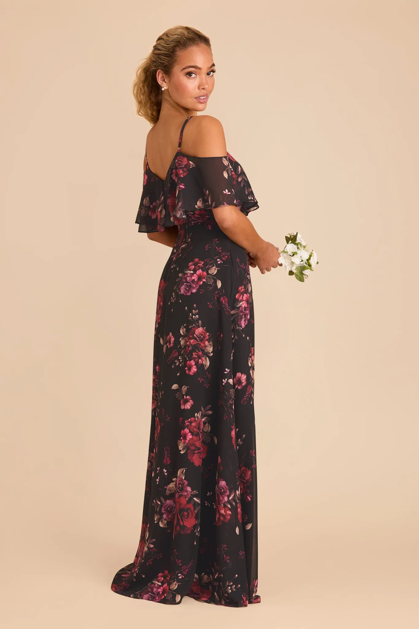 Jane Convertible Dress With Slit - Black Fleurs D'Amour sold by Birdy Grey product image thumbnail 5