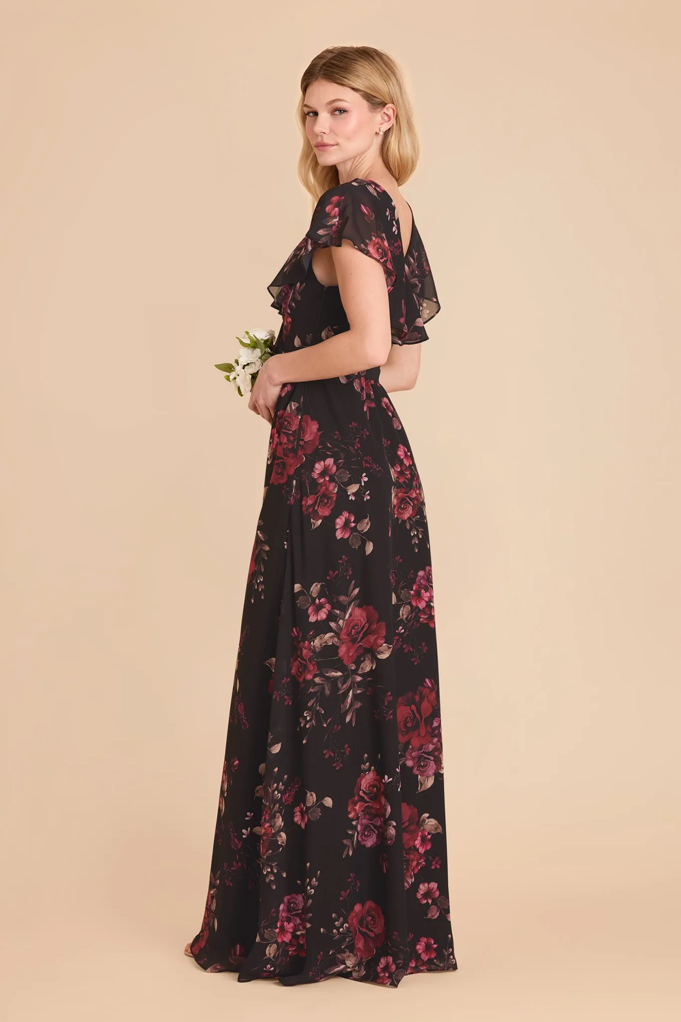 Jackson Chiffon Dress - Black Fleurs D'Amour sold by Birdy Grey product image thumbnail 4