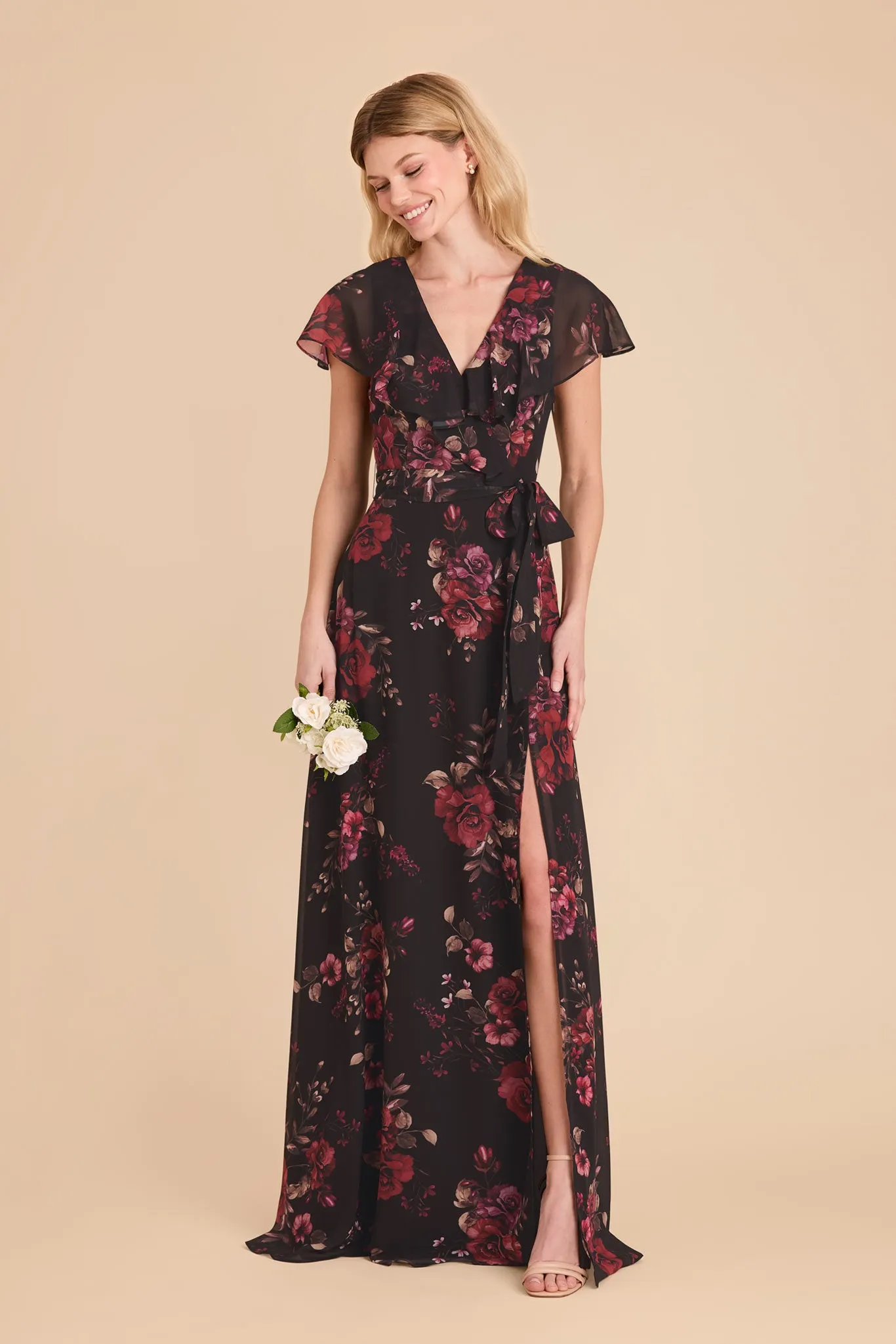 Jackson Chiffon Dress - Black Fleurs D'Amour sold by Birdy Grey product image thumbnail 2