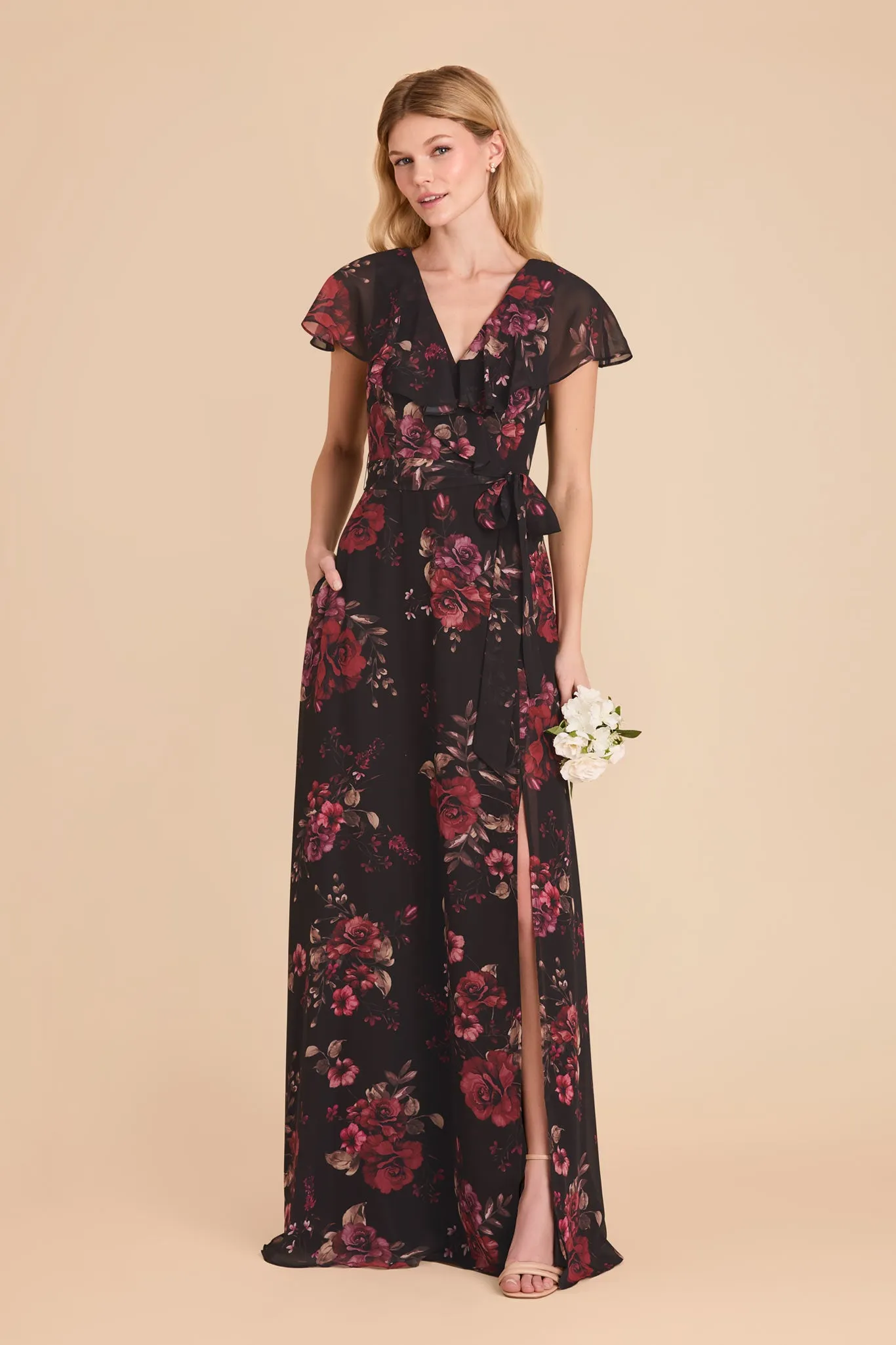 Jackson Chiffon Dress - Black Fleurs D'Amour sold by Birdy Grey product image thumbnail 3