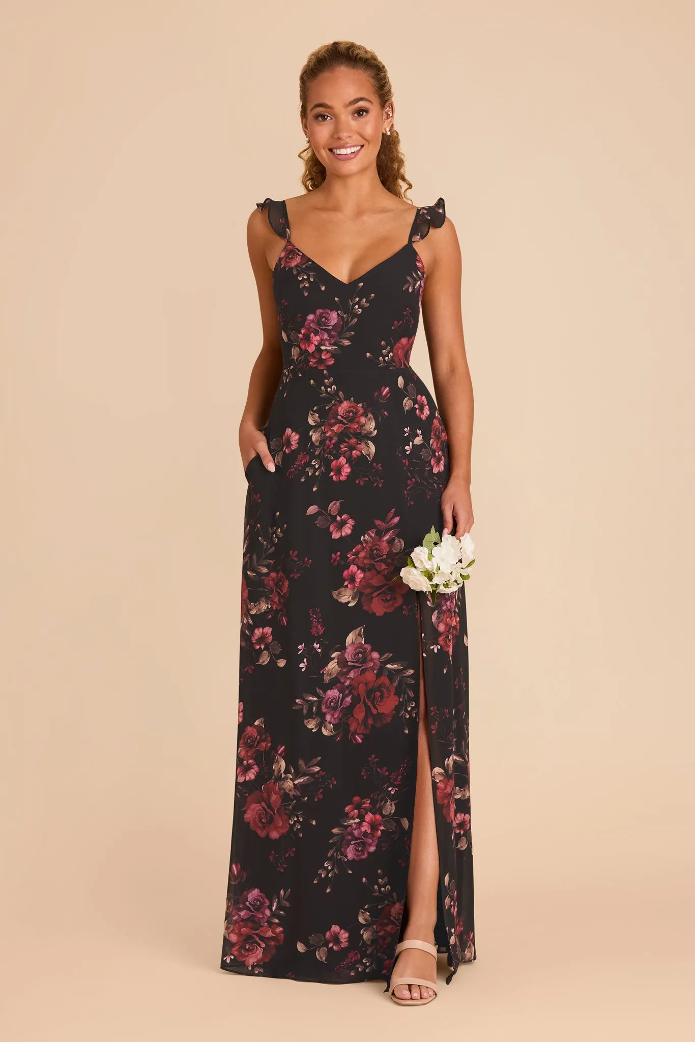 Doris Chiffon Dress - Black Fleurs D'Amour sold by Birdy Grey product image thumbnail 2