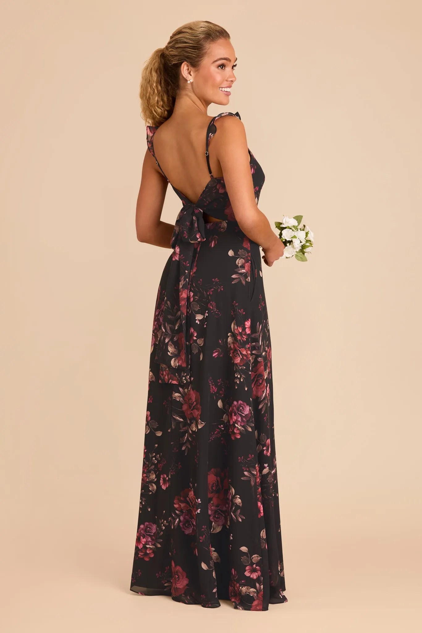 Doris Chiffon Dress - Black Fleurs D'Amour sold by Birdy Grey product image thumbnail 3