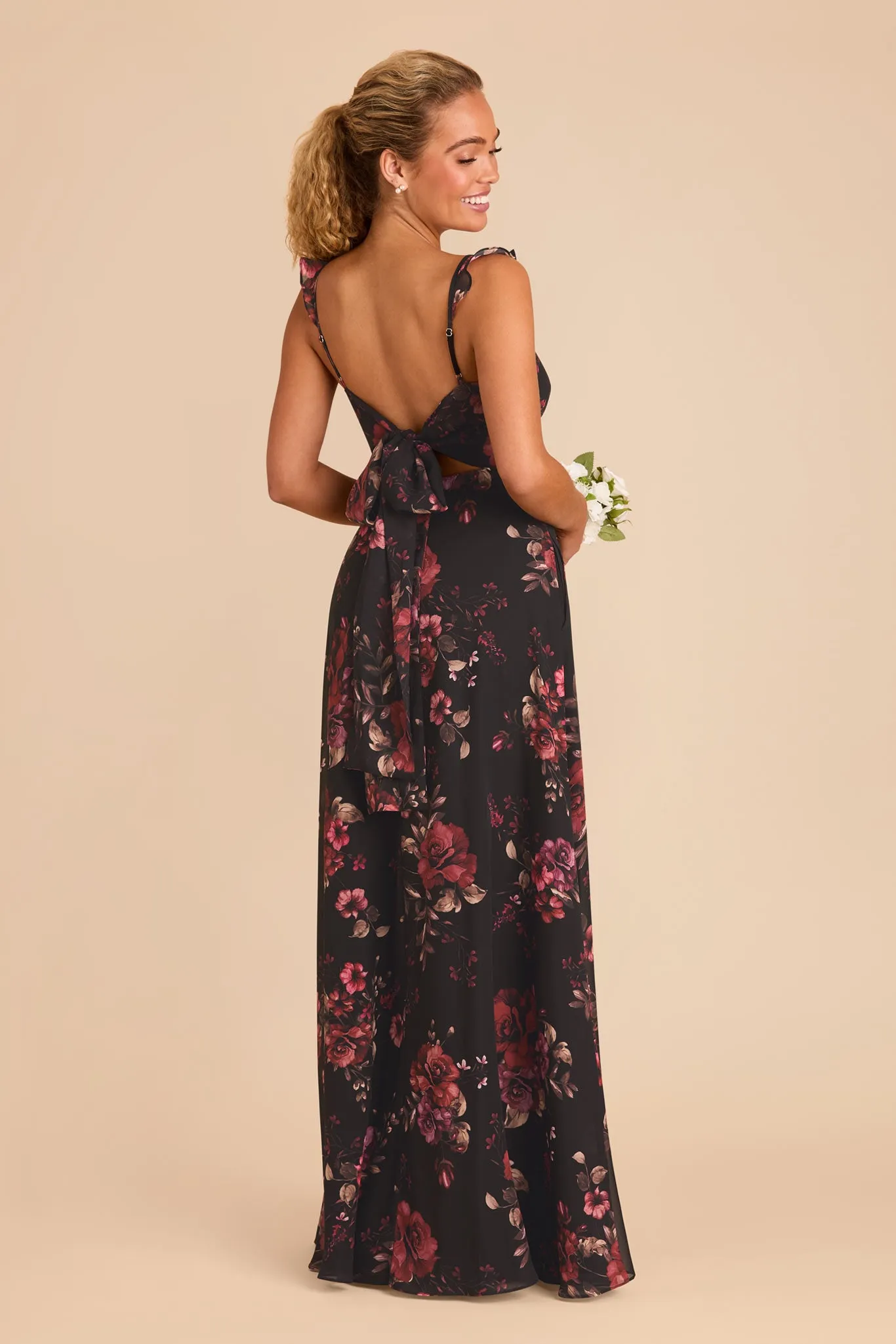 Doris Chiffon Dress - Black Fleurs D'Amour sold by Birdy Grey product image thumbnail 4