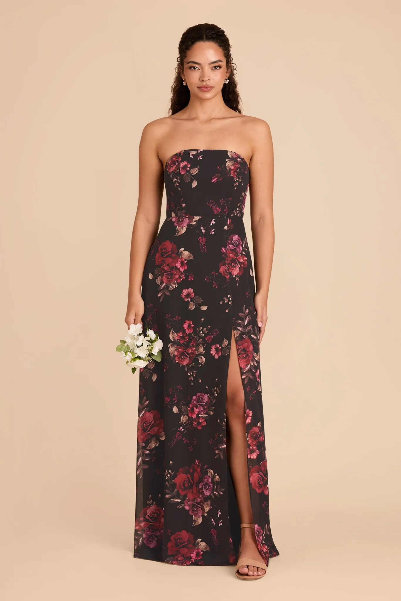 Chris Convertible Chiffon Dress - Black Fleurs D'Amour sold by Birdy Grey