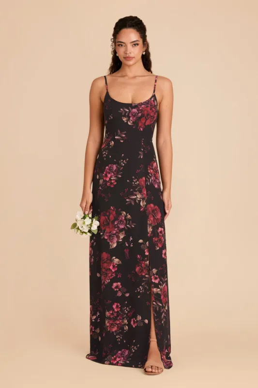 Amy Chiffon Dress - Black Fleurs D'Amour sold by Birdy Grey