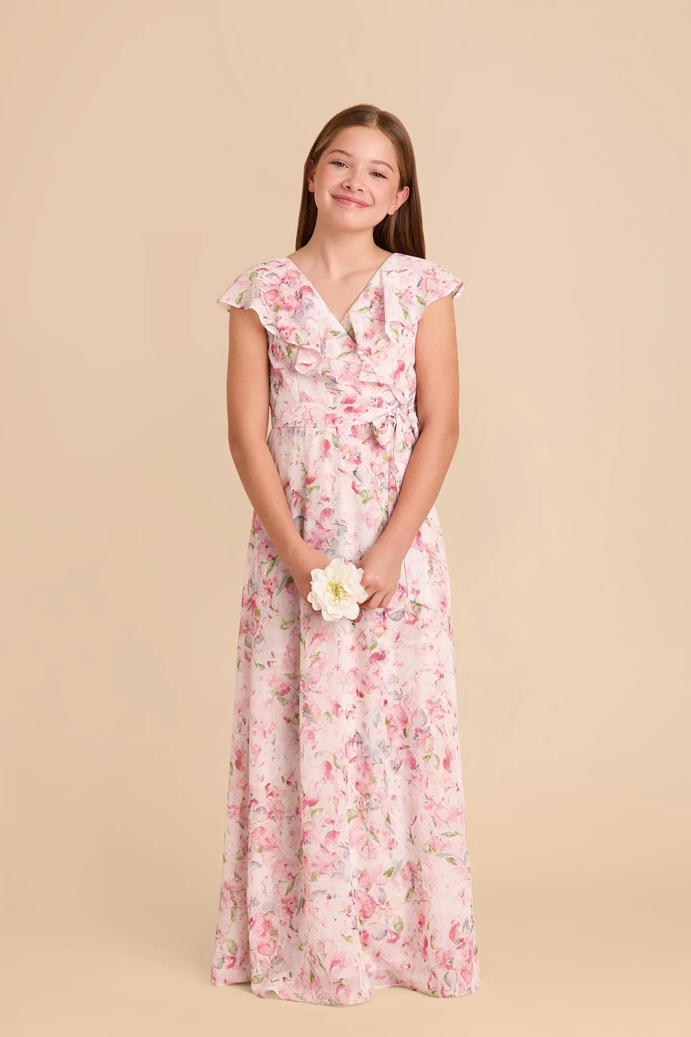 Jax Junior Chiffon Dress - Pink Falling Petals sold by Birdy Grey