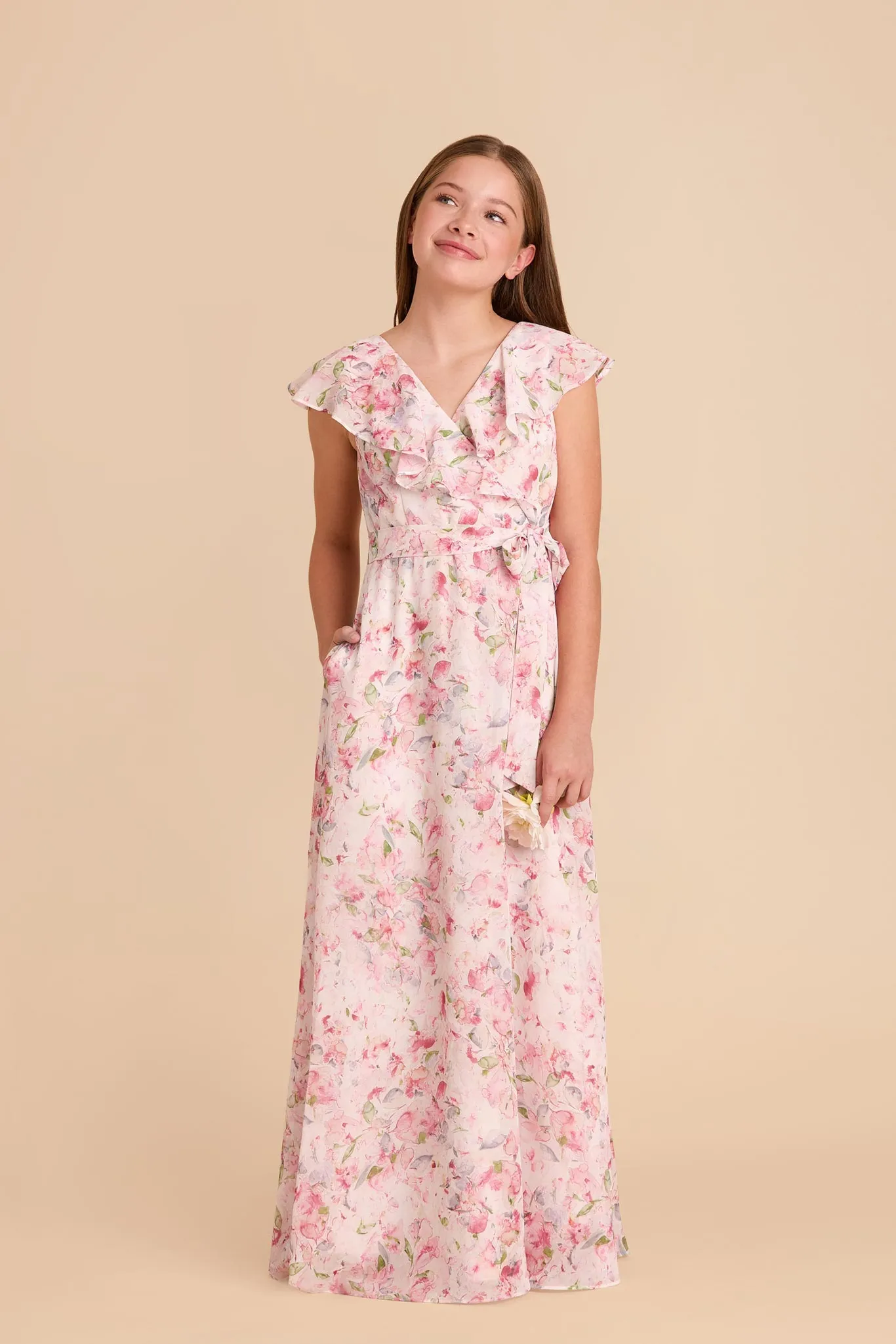Jax Junior Chiffon Dress - Pink Falling Petals sold by Birdy Grey product image thumbnail 2