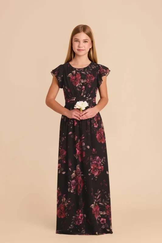 Celine Junior Dress - Black Fleurs D'Amour sold by Birdy Grey