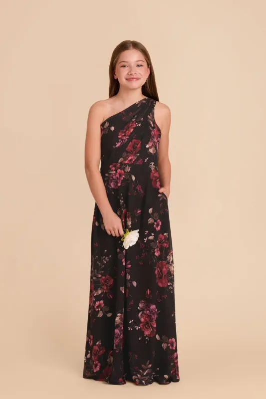 Kiara Junior Chiffon Dress - Black Fleurs D'Amour sold by Birdy Grey