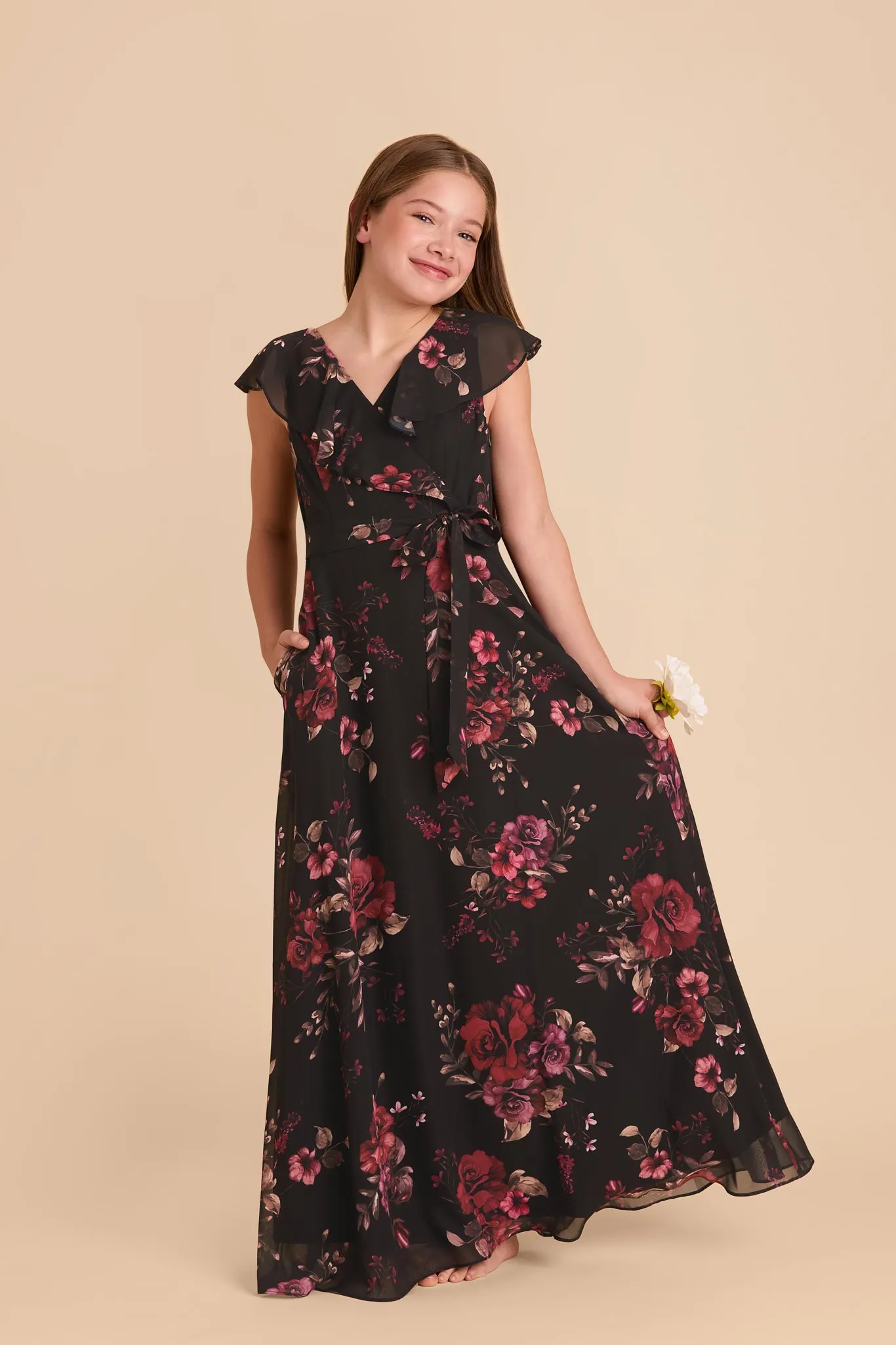 Jax Junior Chiffon Dress - Black Fleurs D'Amour sold by Birdy Grey product image thumbnail 2