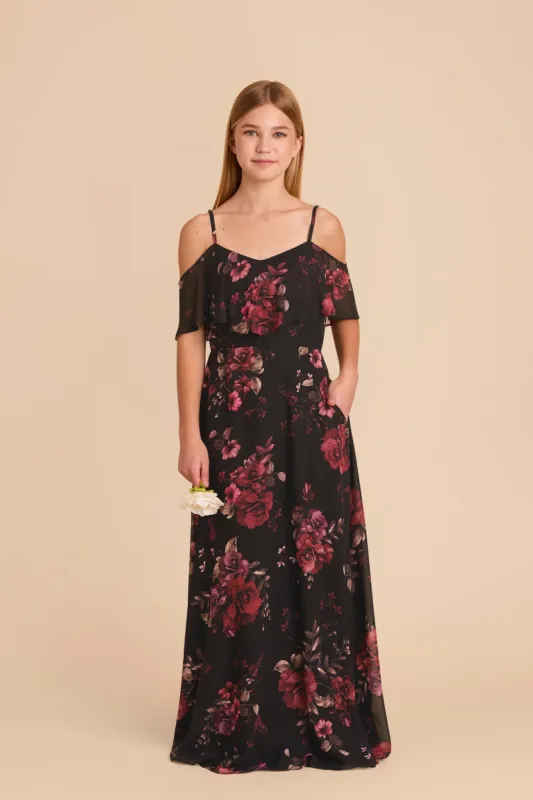 Janie Convertible Junior Dress - Black Fleurs D'Amour sold by Birdy Grey