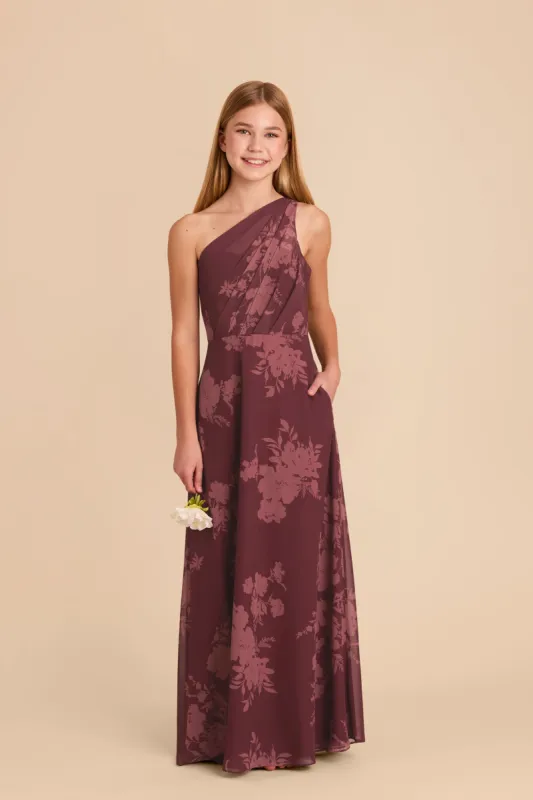 Kiara Junior Chiffon Dress - Sangria Whimsical Blooms sold by Birdy Grey