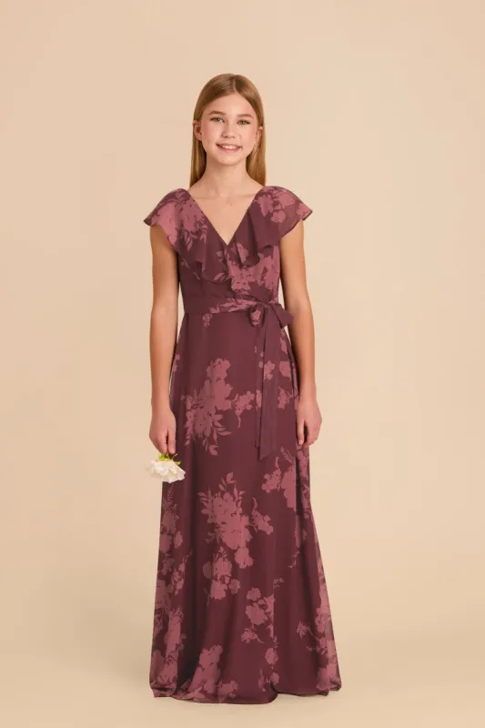 Jax Junior Chiffon Dress - Sangria Whimsical Blooms sold by Birdy Grey