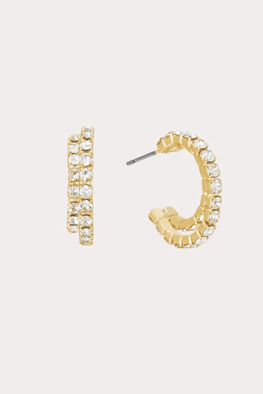 Santorini Rhinestone Huggie Hoop Earrings by Ettika - Clear Crystal sold by Birdy Grey