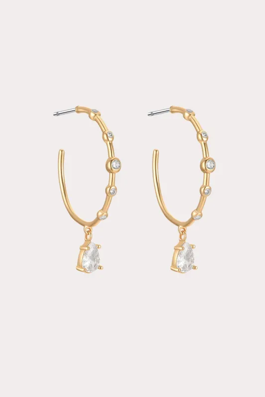 Barcelona Delicate Crystal Charm Hoop Earrings by Ettika - Clear Crystal sold by Birdy Grey