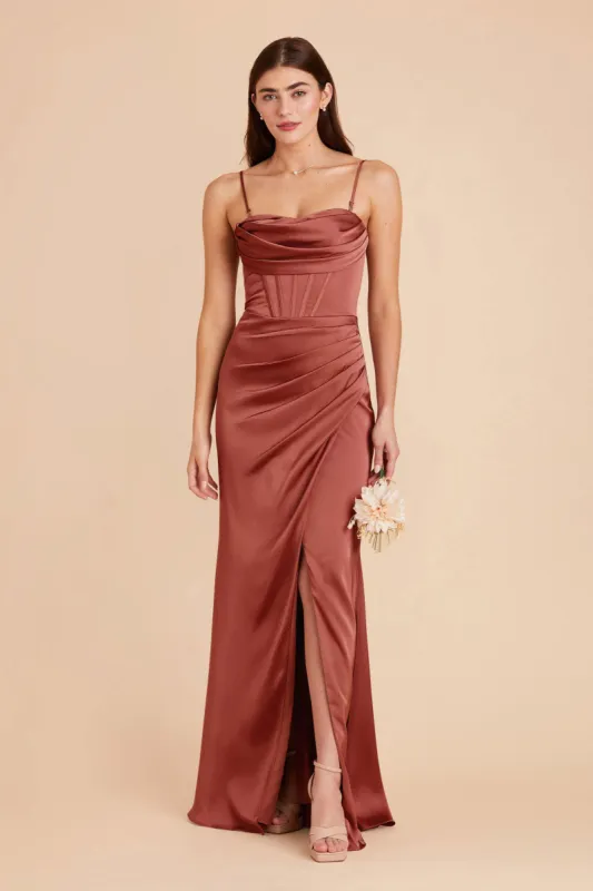 Carrie Matte Satin Dress - Spice sold by Birdy Grey