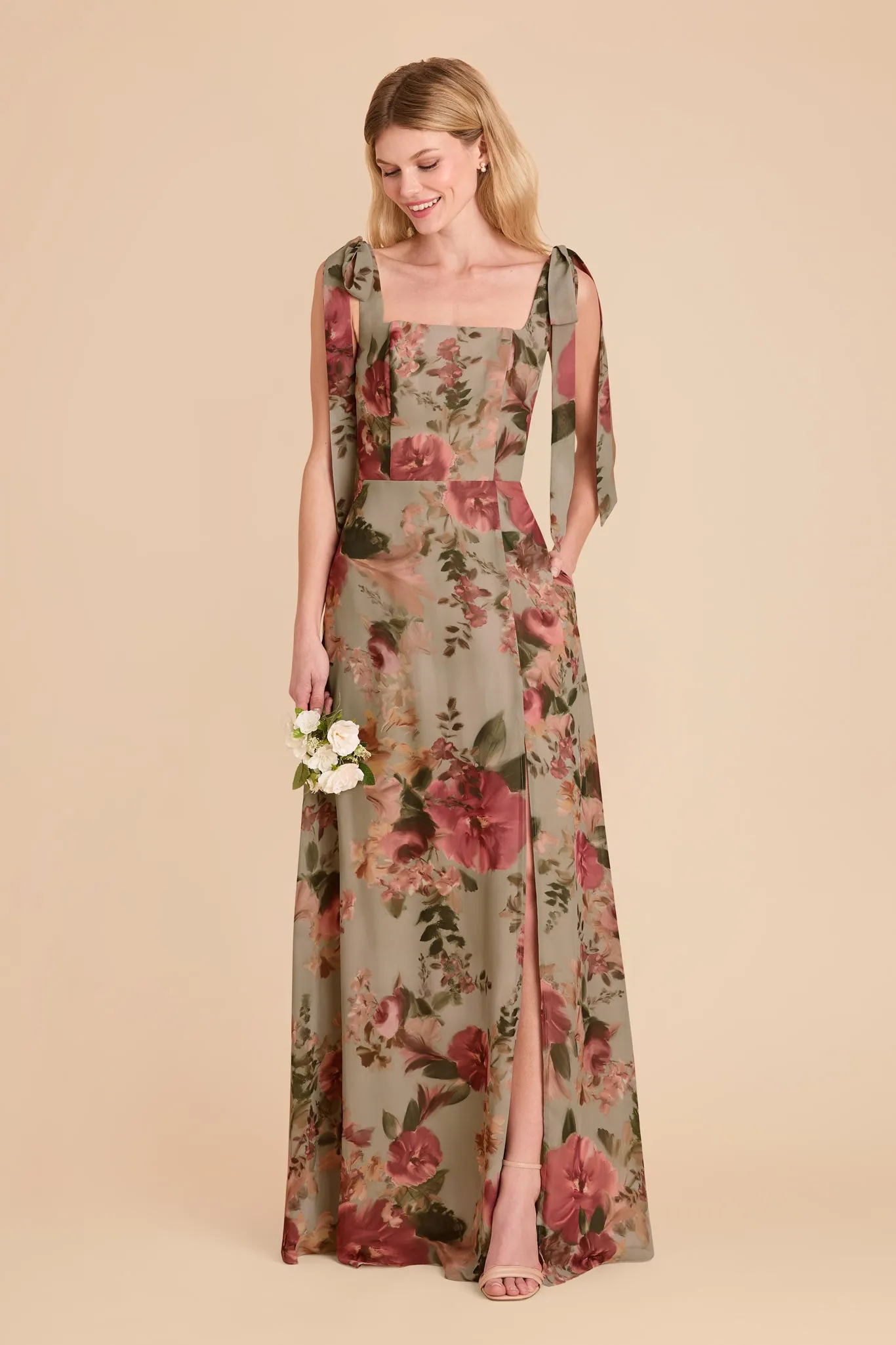 Alex Convertible Dress Chiffon - Silver Sage Painted Botanics sold by Birdy Grey product image thumbnail 3