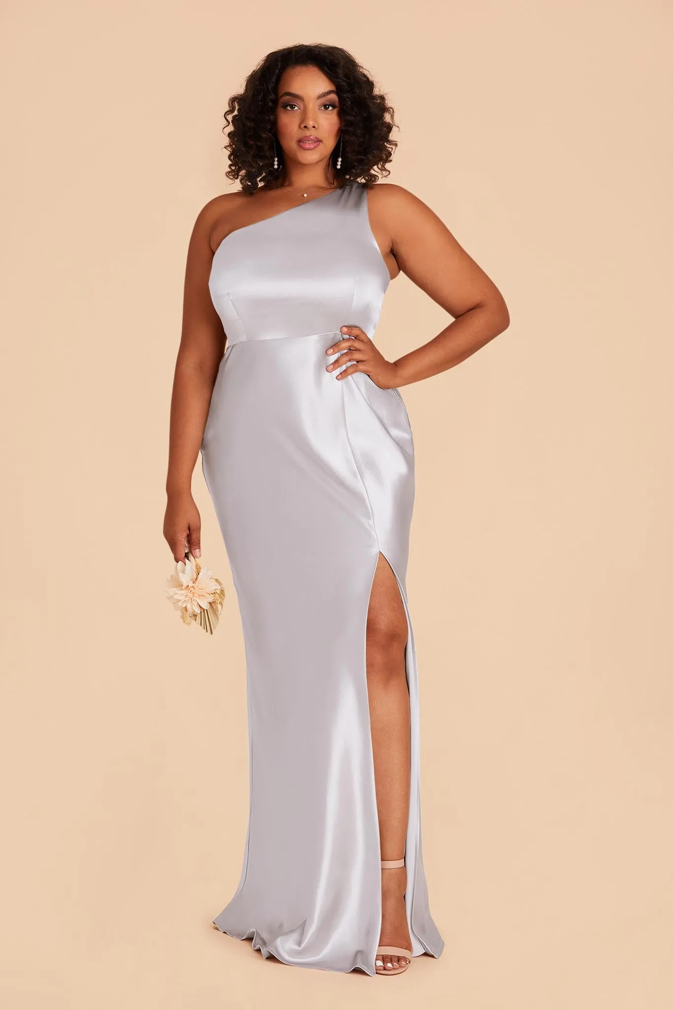 Kira Shiny Satin Dress - Platinum sold by Birdy Grey product image thumbnail 2