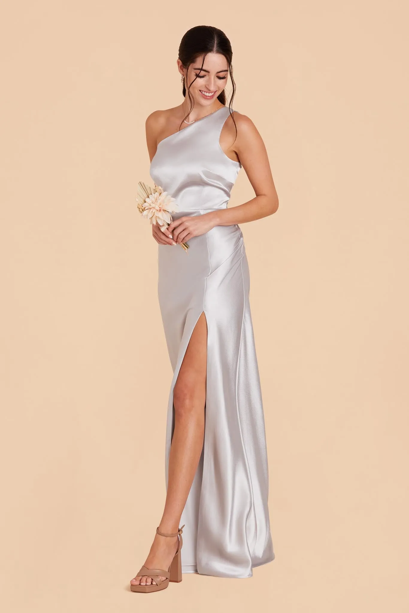 Kira Shiny Satin Dress - Platinum sold by Birdy Grey product image thumbnail 4