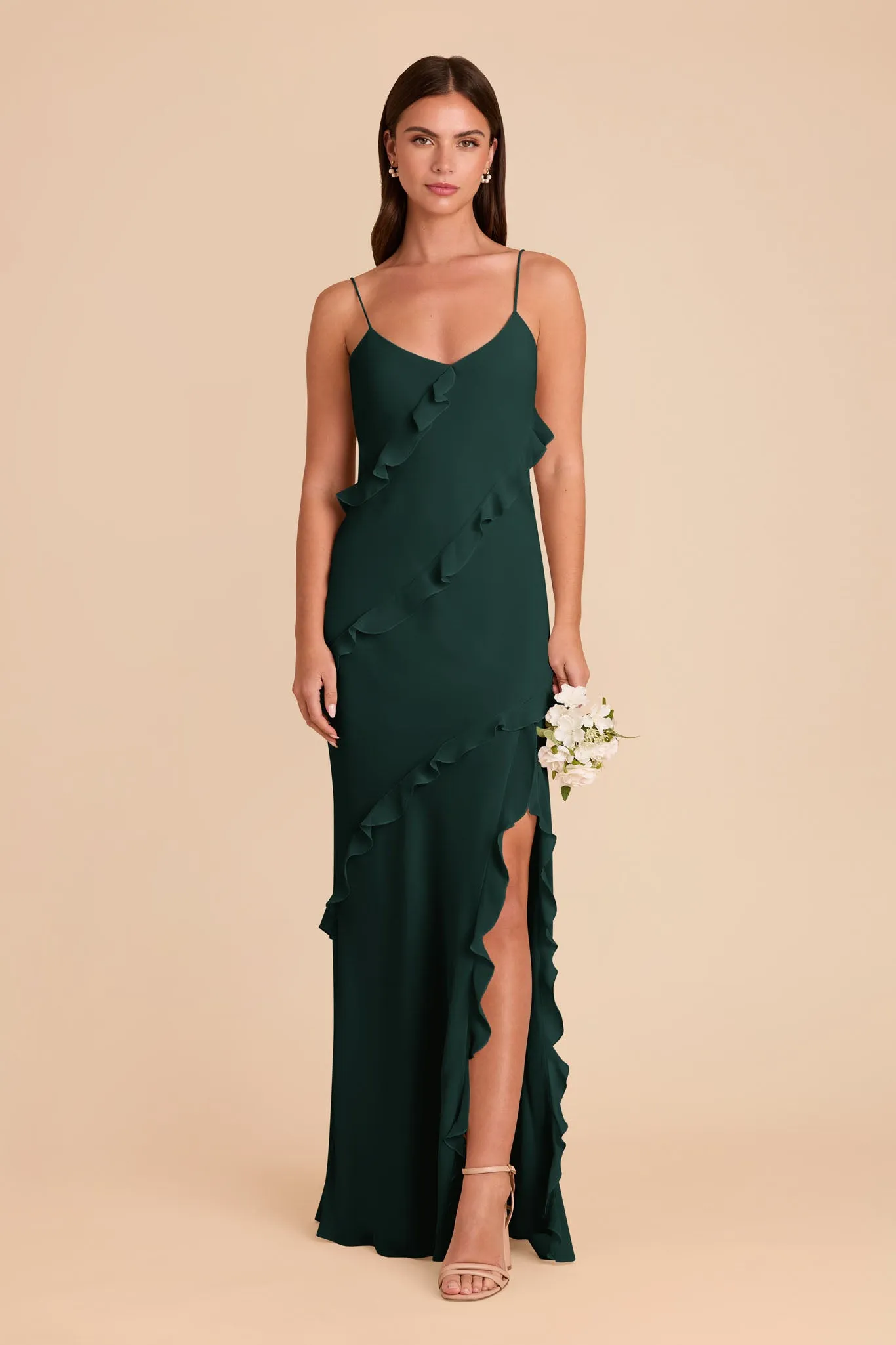 Valentina Chiffon Dress - Emerald sold by Birdy Grey