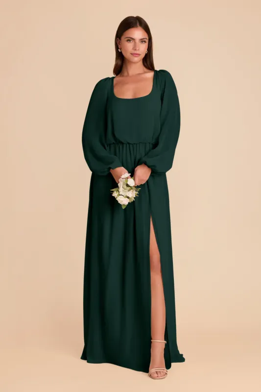 Eloise Chiffon Dress - Emerald sold by Birdy Grey