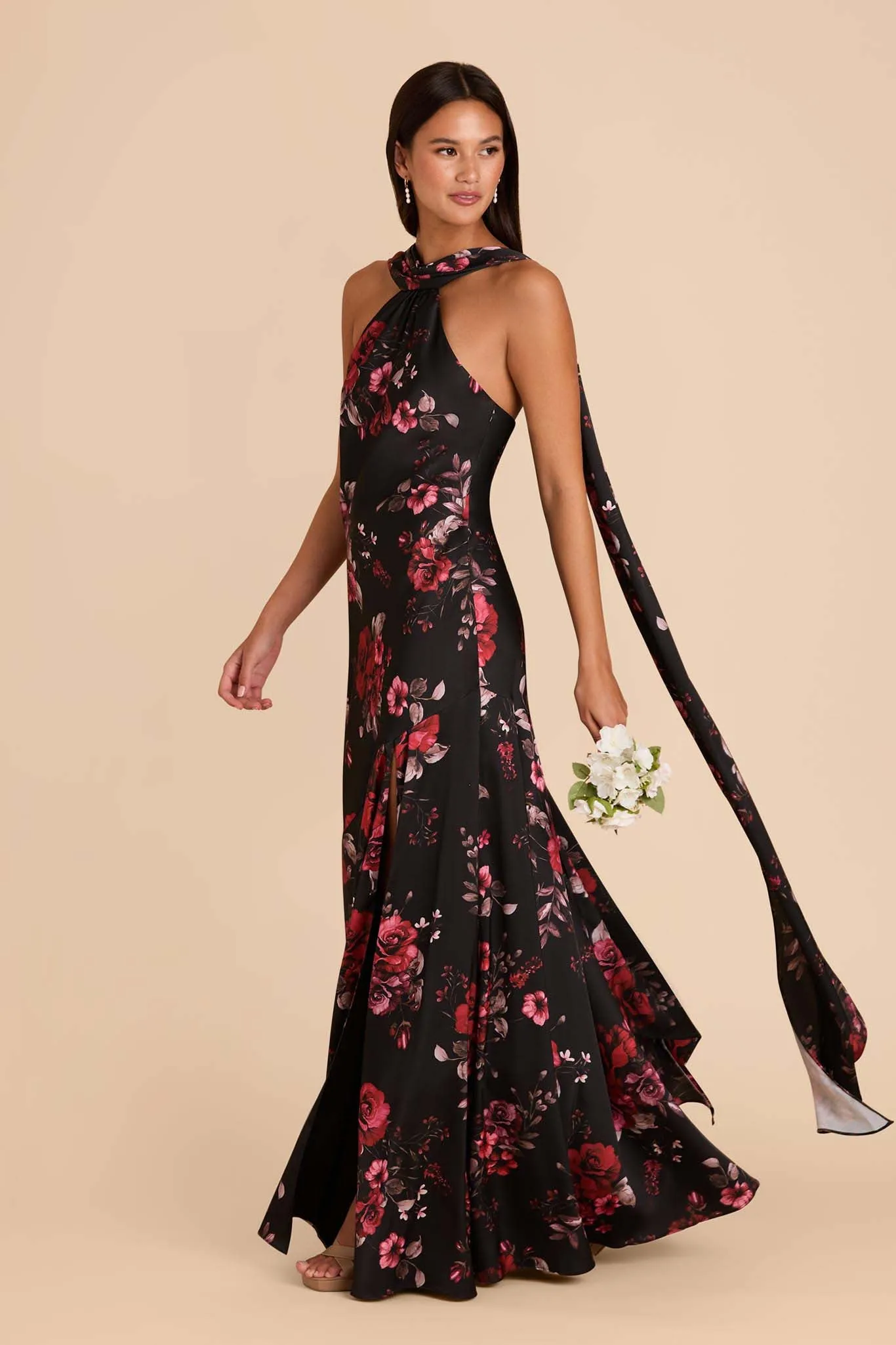 Swatch - Matte Satin in Black Fleurs D'Amour sold by Birdy Grey product image thumbnail 2