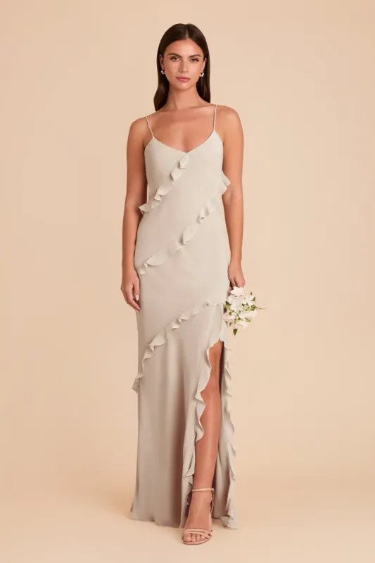 Valentina Chiffon Dress - Neutral Champagne sold by Birdy Grey