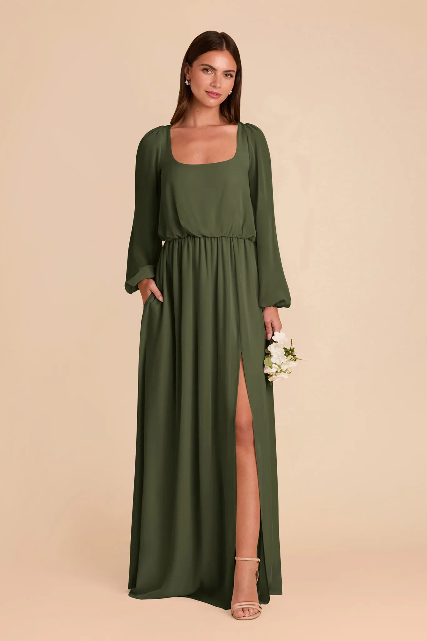 Eloise Chiffon Dress - Olive sold by Birdy Grey