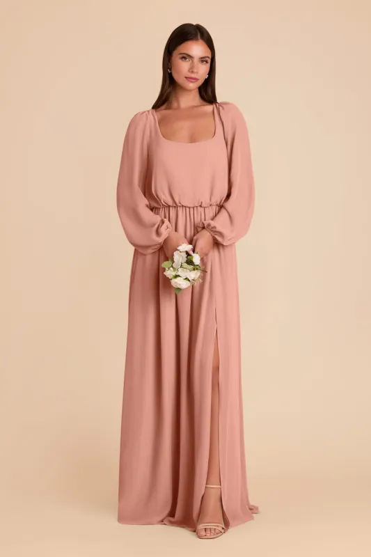 Eloise Chiffon Dress - Dusty Rose sold by Birdy Grey