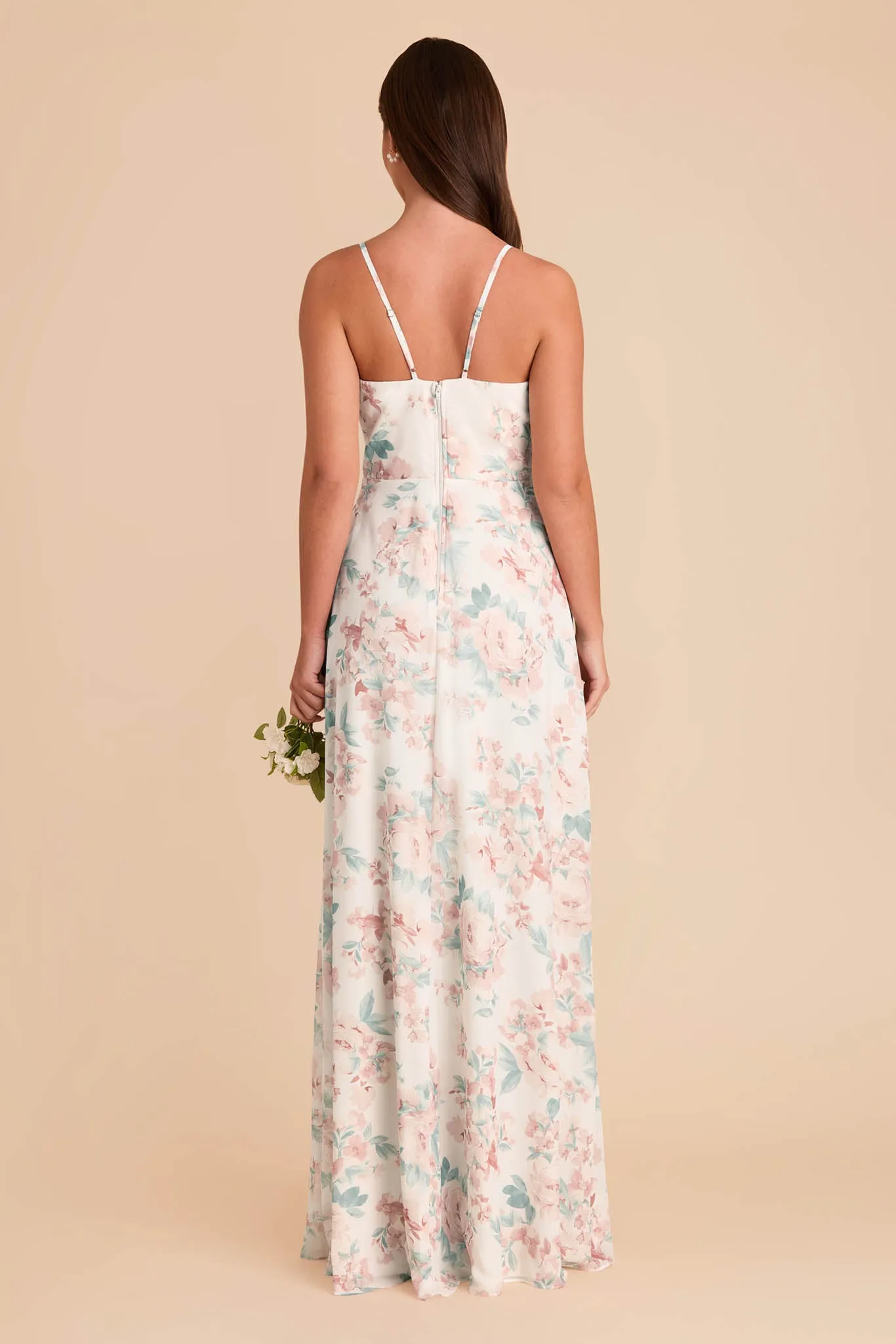 Theresa Chiffon Dress - Dusty Apricot Peonies sold by Birdy Grey product image thumbnail 4