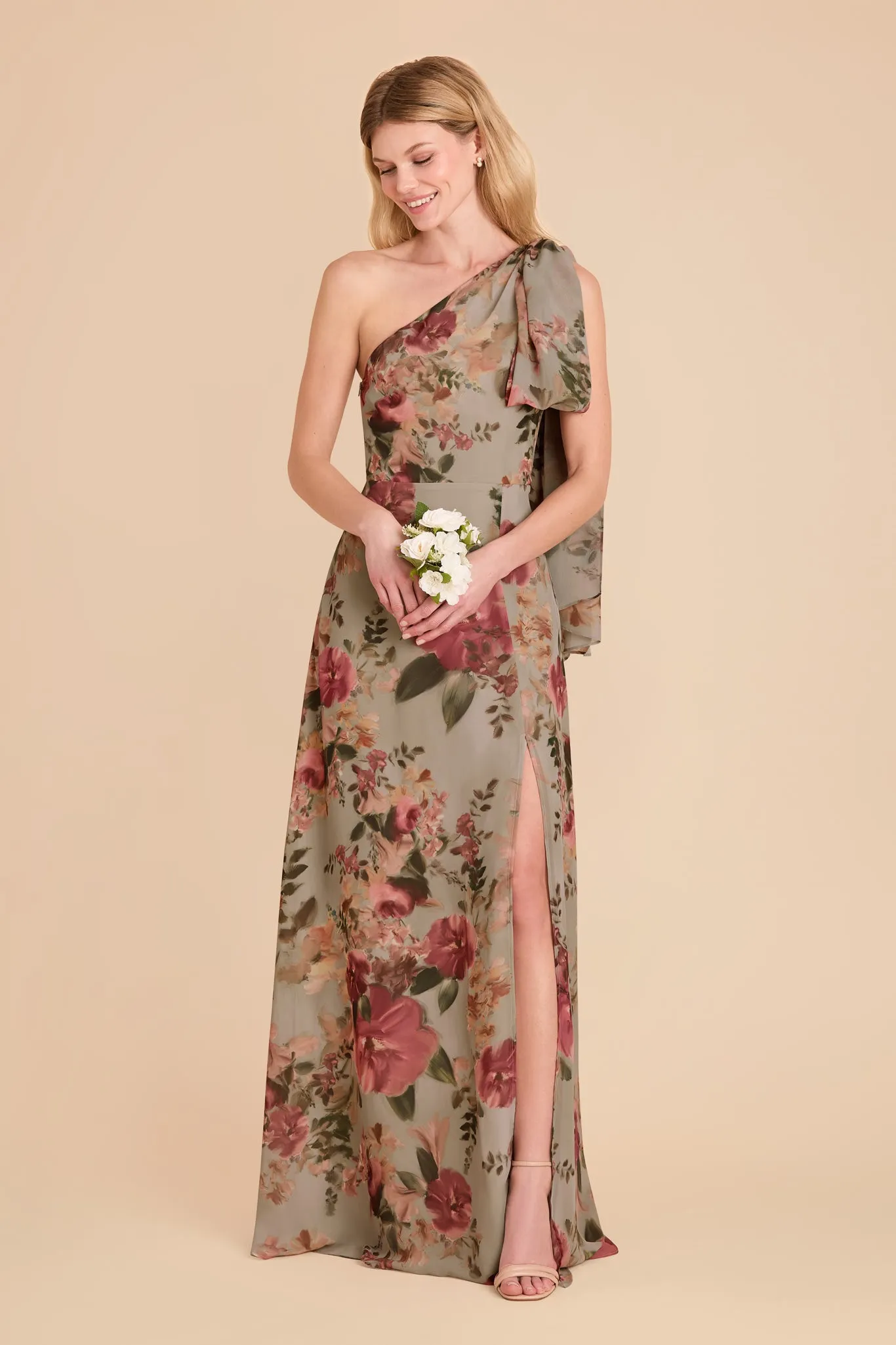 Melissa Chiffon Dress - Silver Sage Painted Botanics sold by Birdy Grey product image thumbnail 2