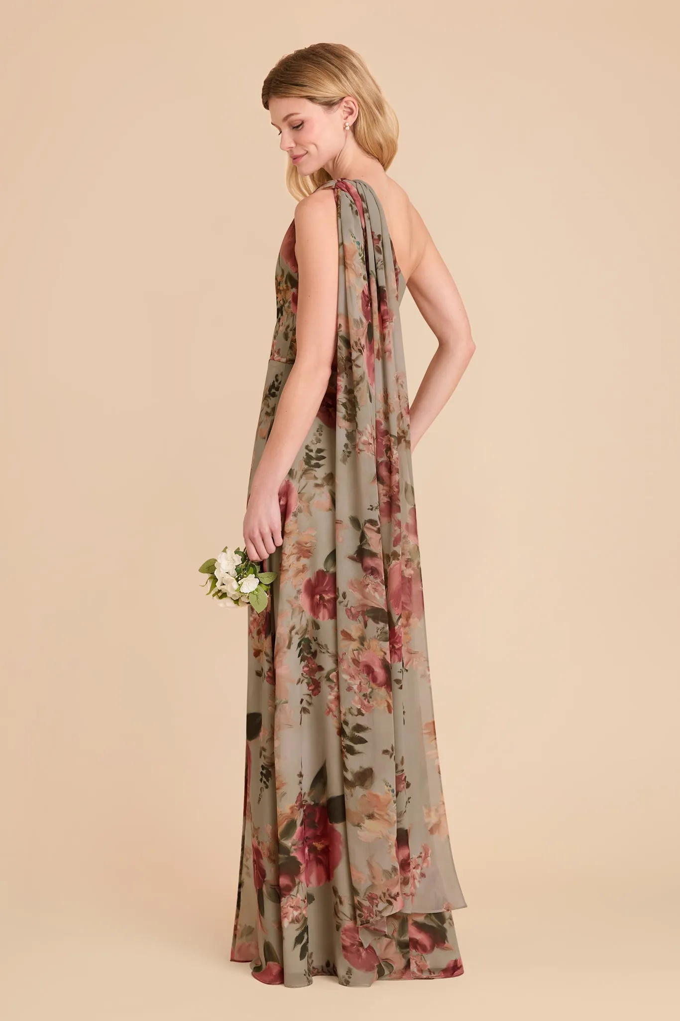 Melissa Chiffon Dress - Silver Sage Painted Botanics sold by Birdy Grey product image thumbnail 4