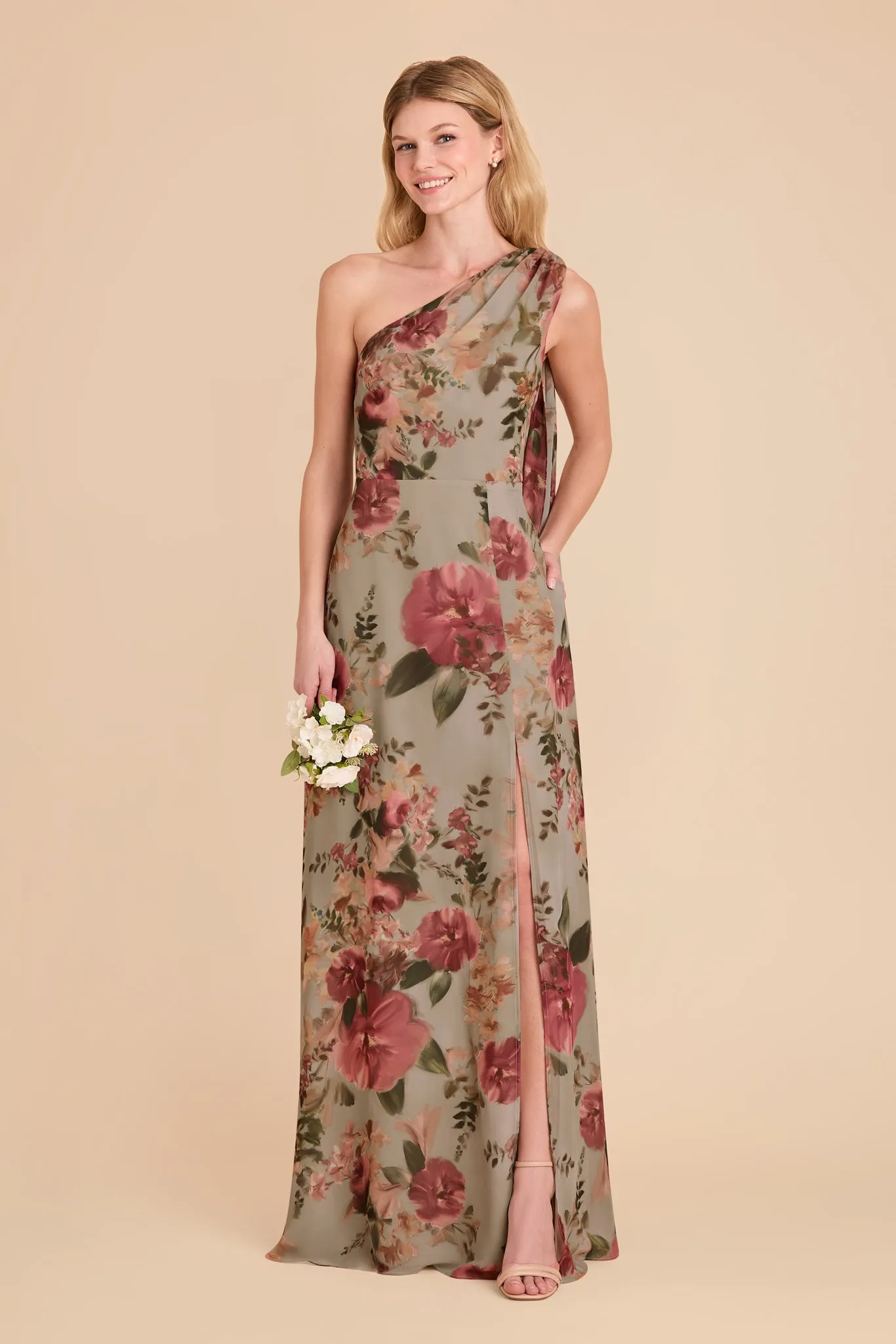 Melissa Chiffon Dress - Silver Sage Painted Botanics sold by Birdy Grey product image thumbnail 3