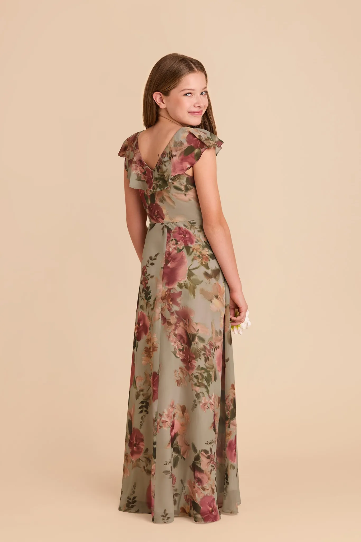 Jax Junior Chiffon Dress - Silver Sage Painted Botanics sold by Birdy Grey product image thumbnail 3