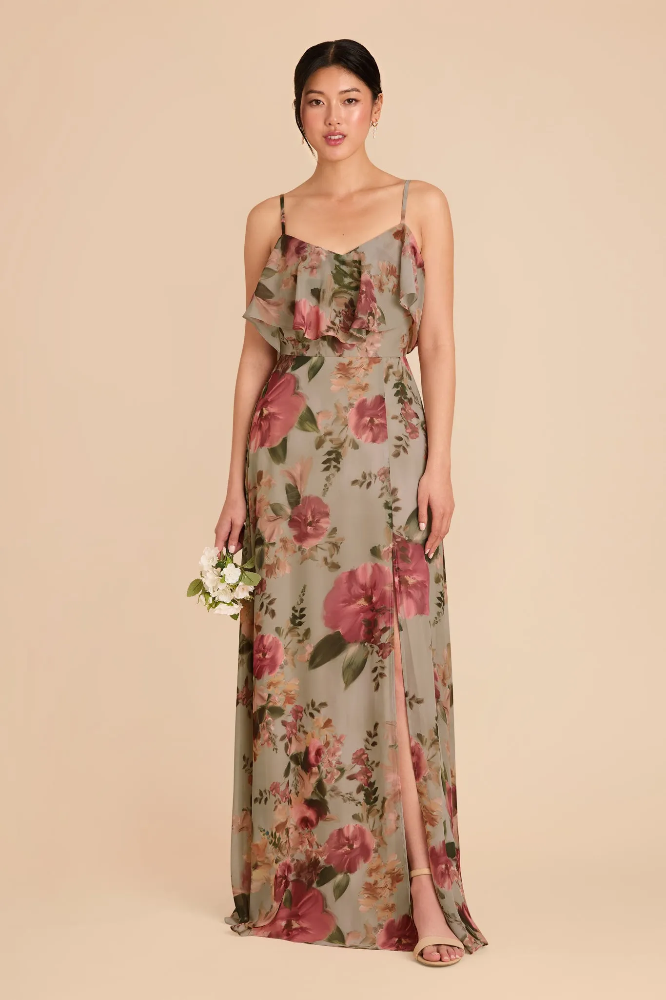 Jane Convertible Dress With Slit - Silver Sage Painted Botanics sold by Birdy Grey product image thumbnail 2