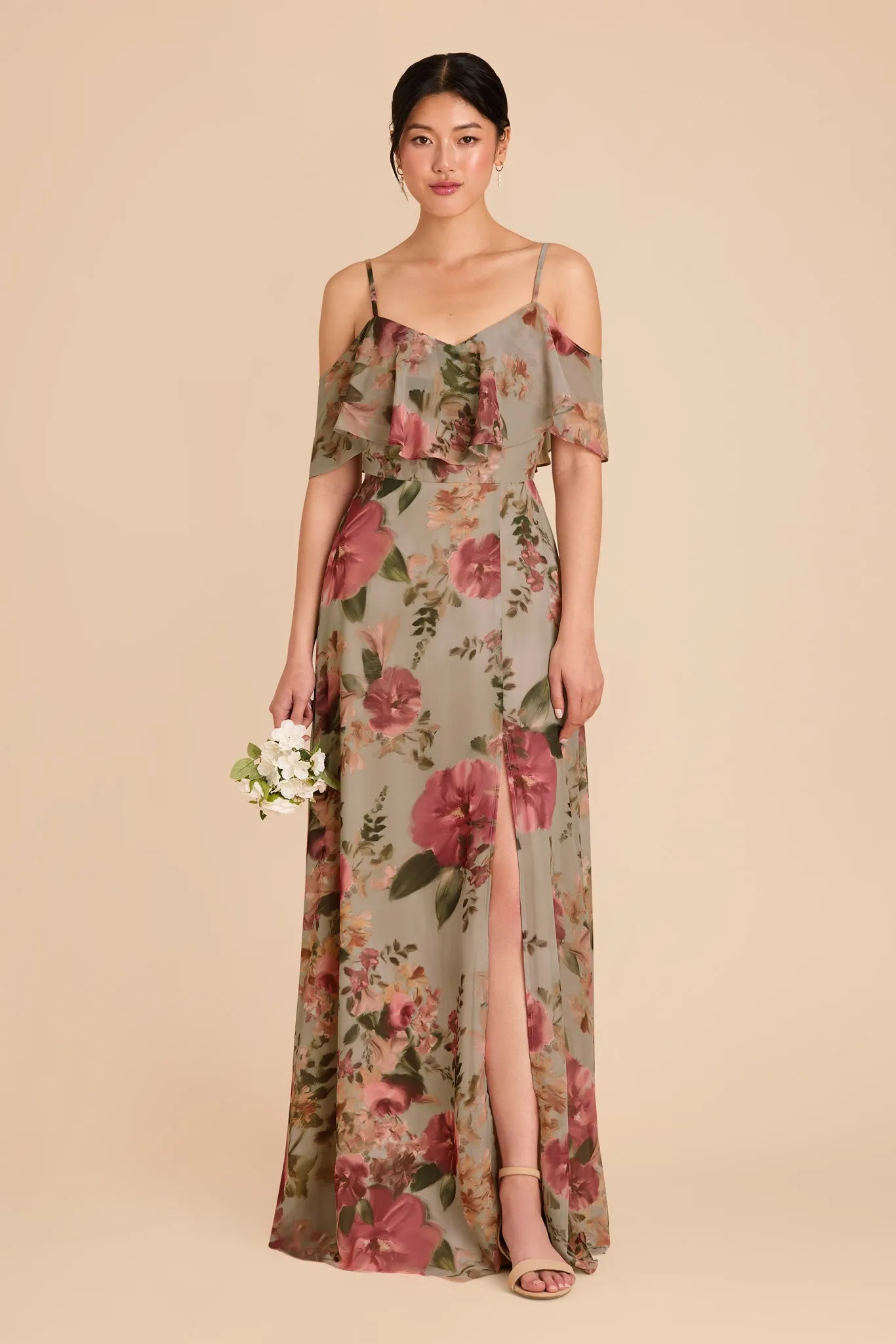Jane Convertible Dress With Slit - Silver Sage Painted Botanics sold by Birdy Grey
