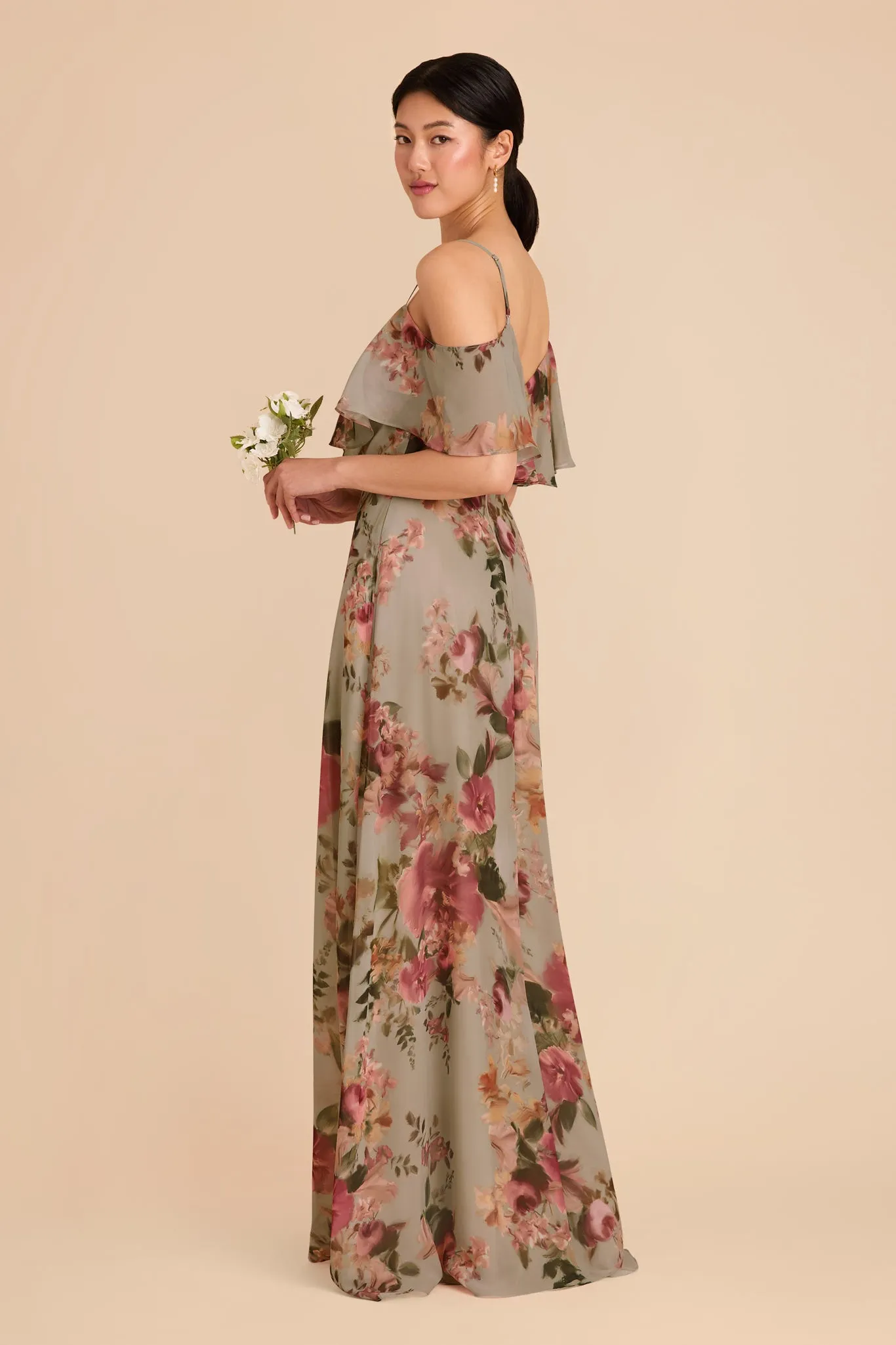 Jane Convertible Dress With Slit - Silver Sage Painted Botanics sold by Birdy Grey product image thumbnail 4