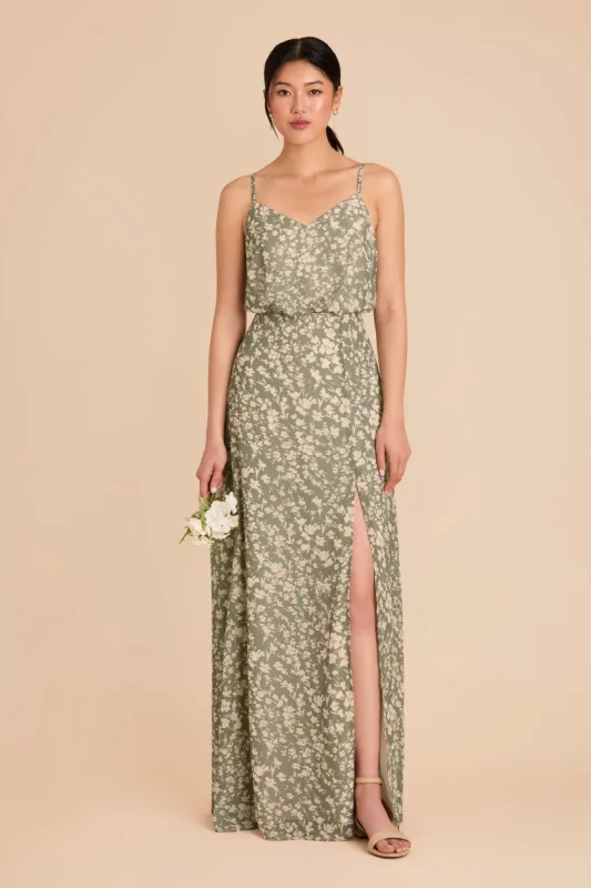 Gwennie Dress With Slit - Thyme Dreamy Floral sold by Birdy Grey