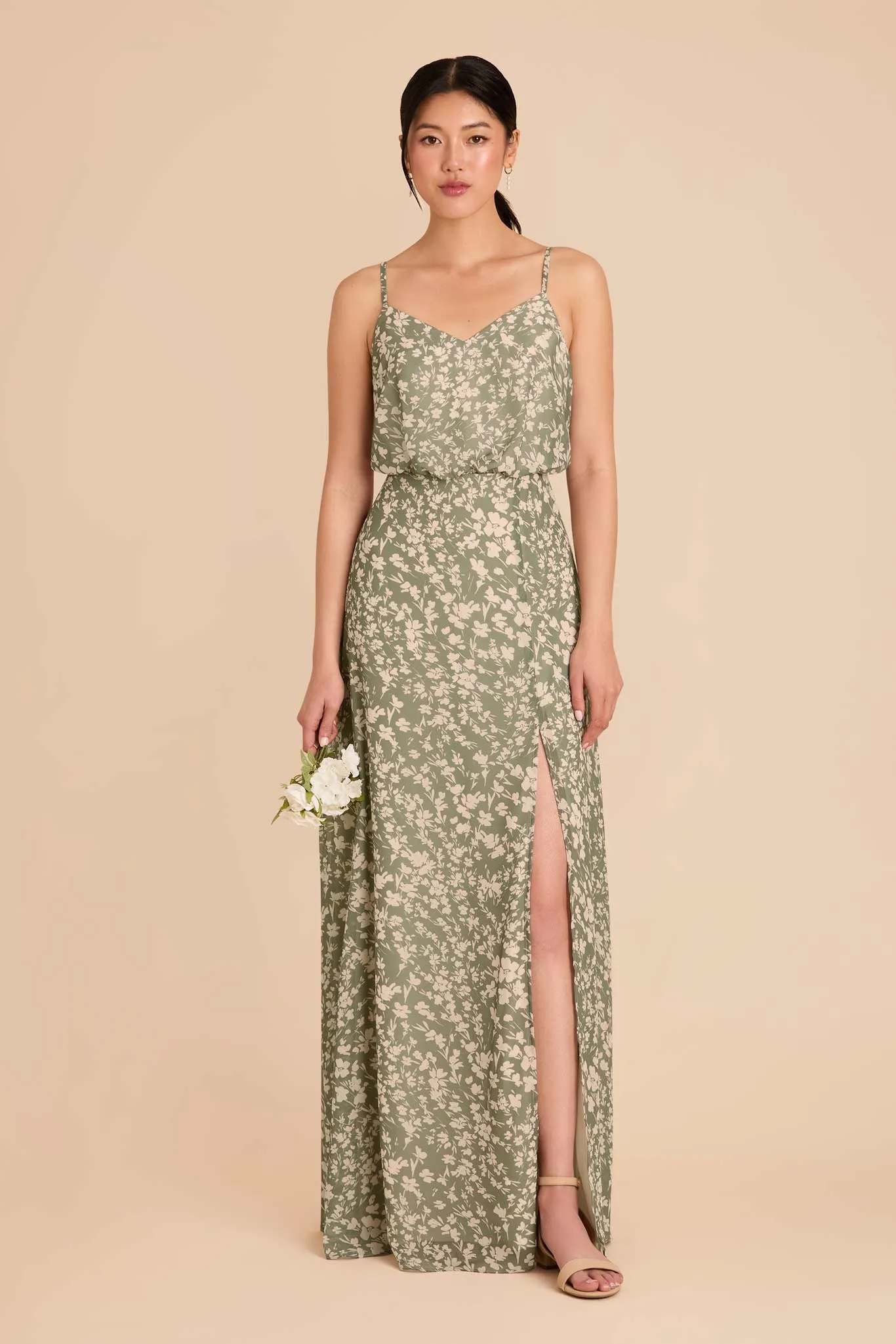 Gwennie Dress With Slit - Thyme Dreamy Floral sold by Birdy Grey