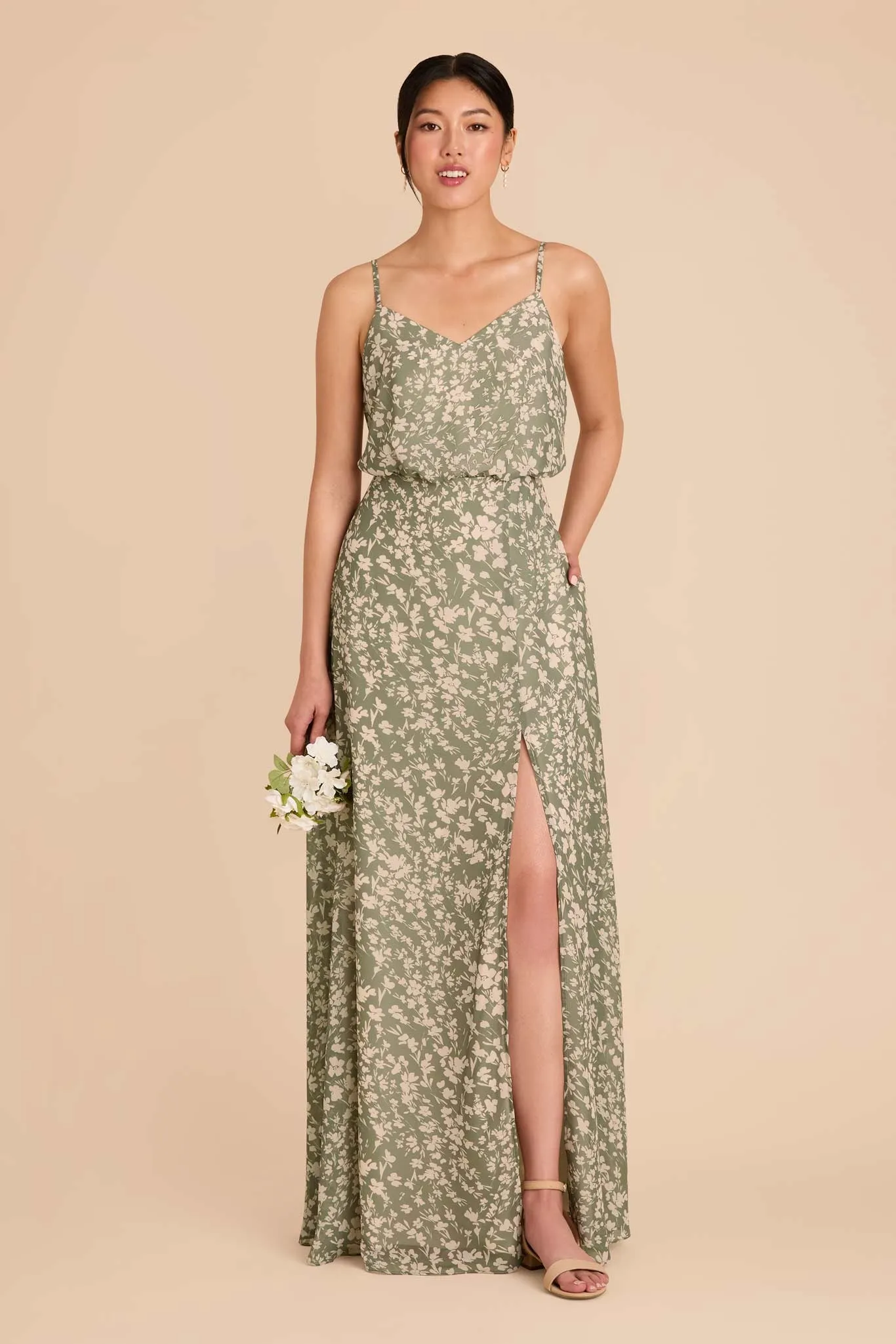 Gwennie Dress With Slit - Thyme Dreamy Floral sold by Birdy Grey product image thumbnail 3