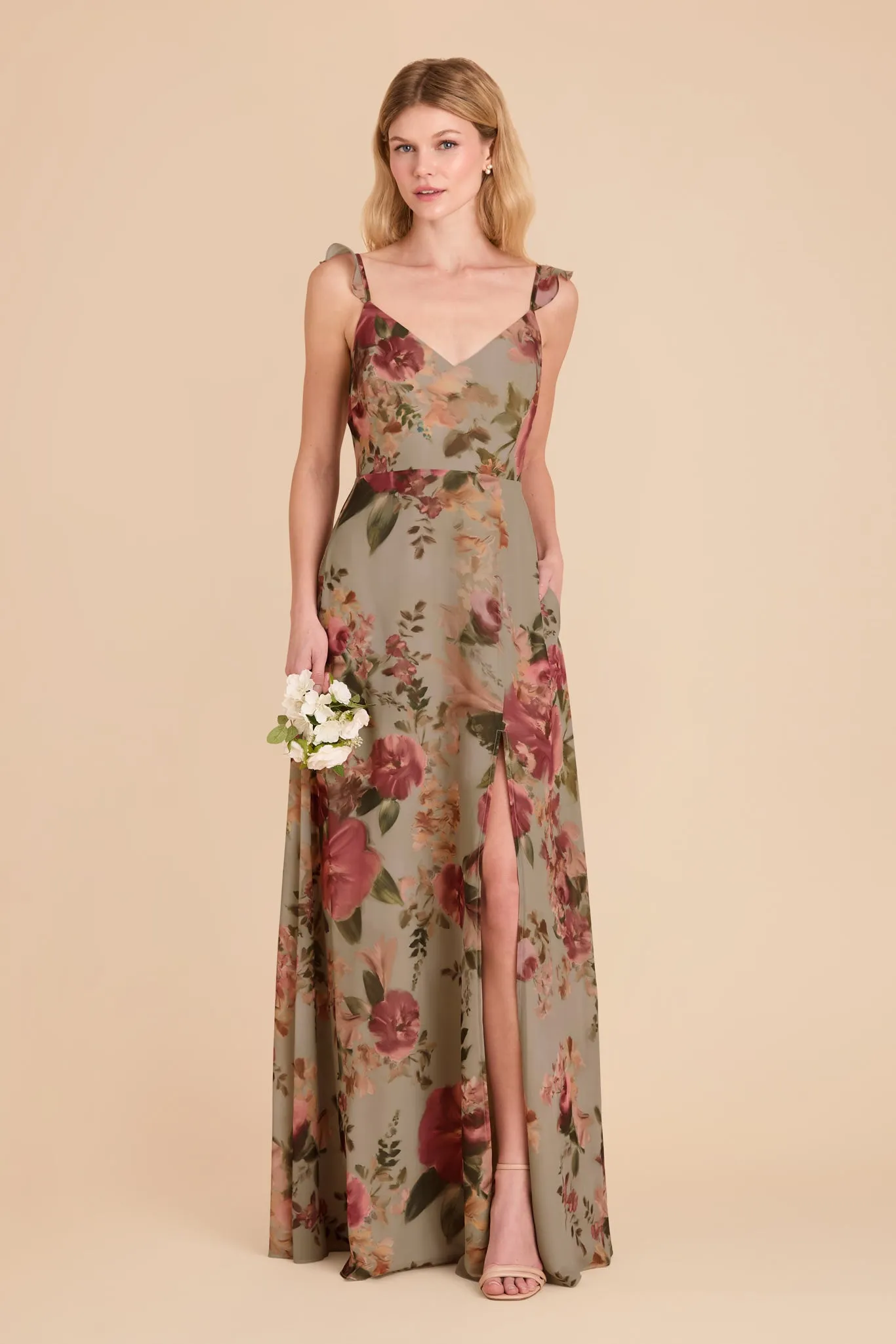 Doris Chiffon Dress - Silver Sage Painted Botanics sold by Birdy Grey product image thumbnail 2