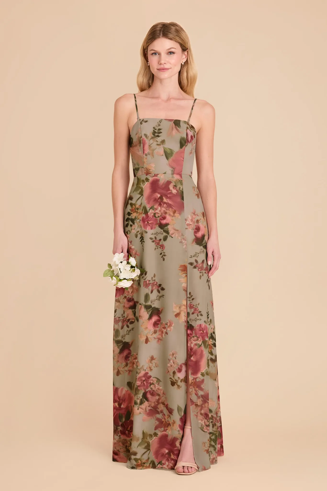 Chris Convertible Chiffon Dress - Silver Sage Painted Botanics sold by Birdy Grey