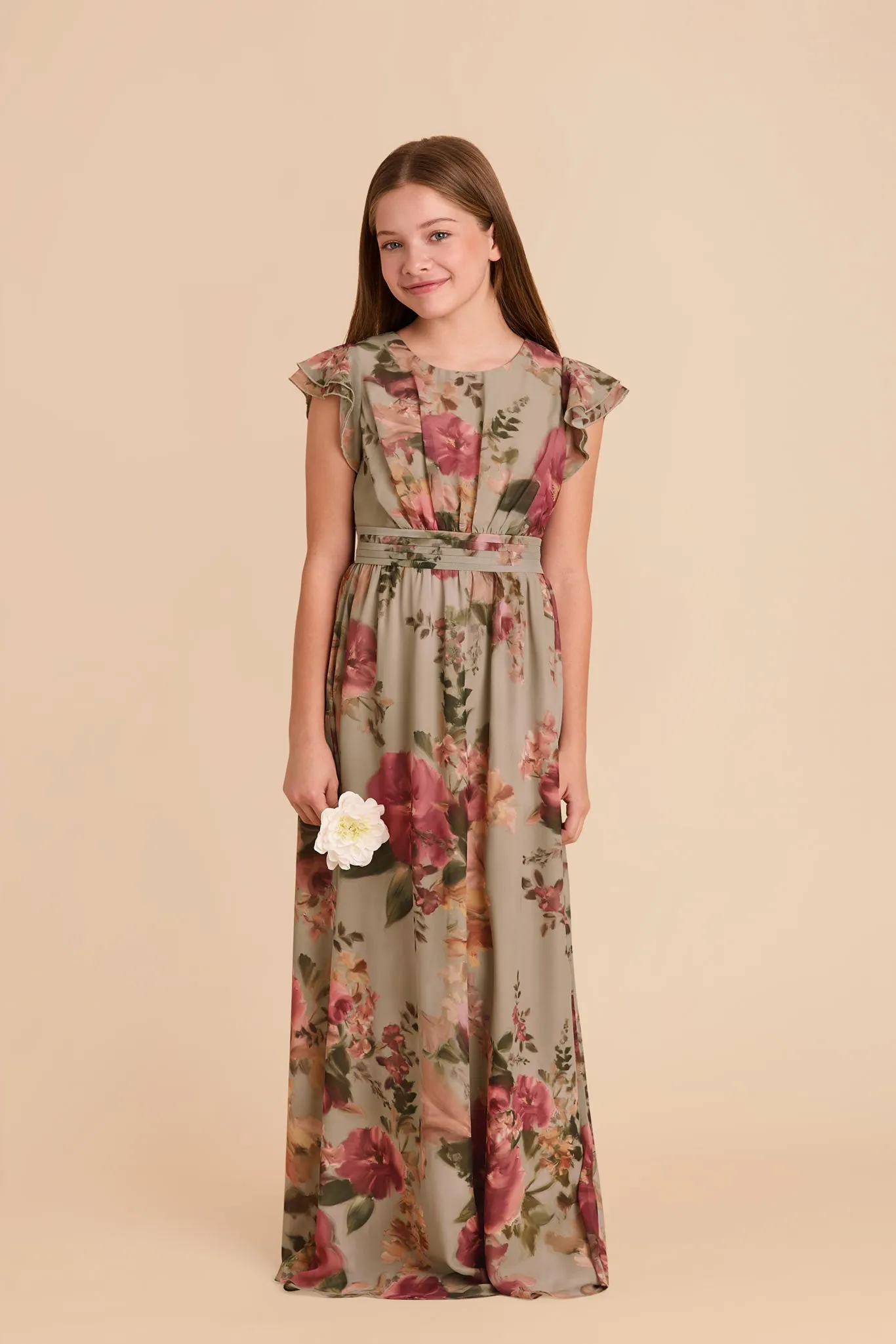 Celine Junior Dress - Silver Sage Painted Botanics sold by Birdy Grey