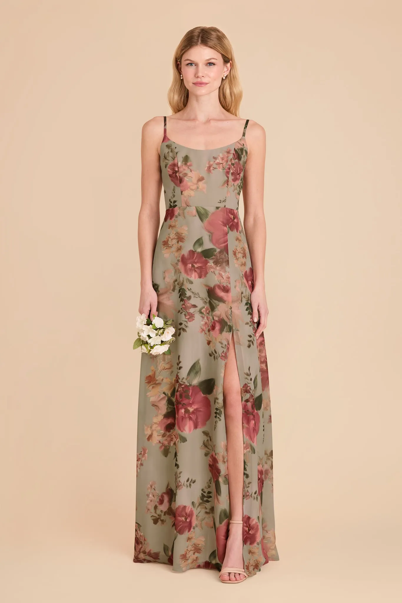 Amy Chiffon Dress - Silver Sage Painted Botanics sold by Birdy Grey