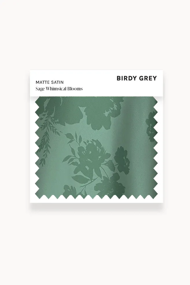 Swatch - Matte Satin in Sage Whimsical Blooms sold by Birdy Grey