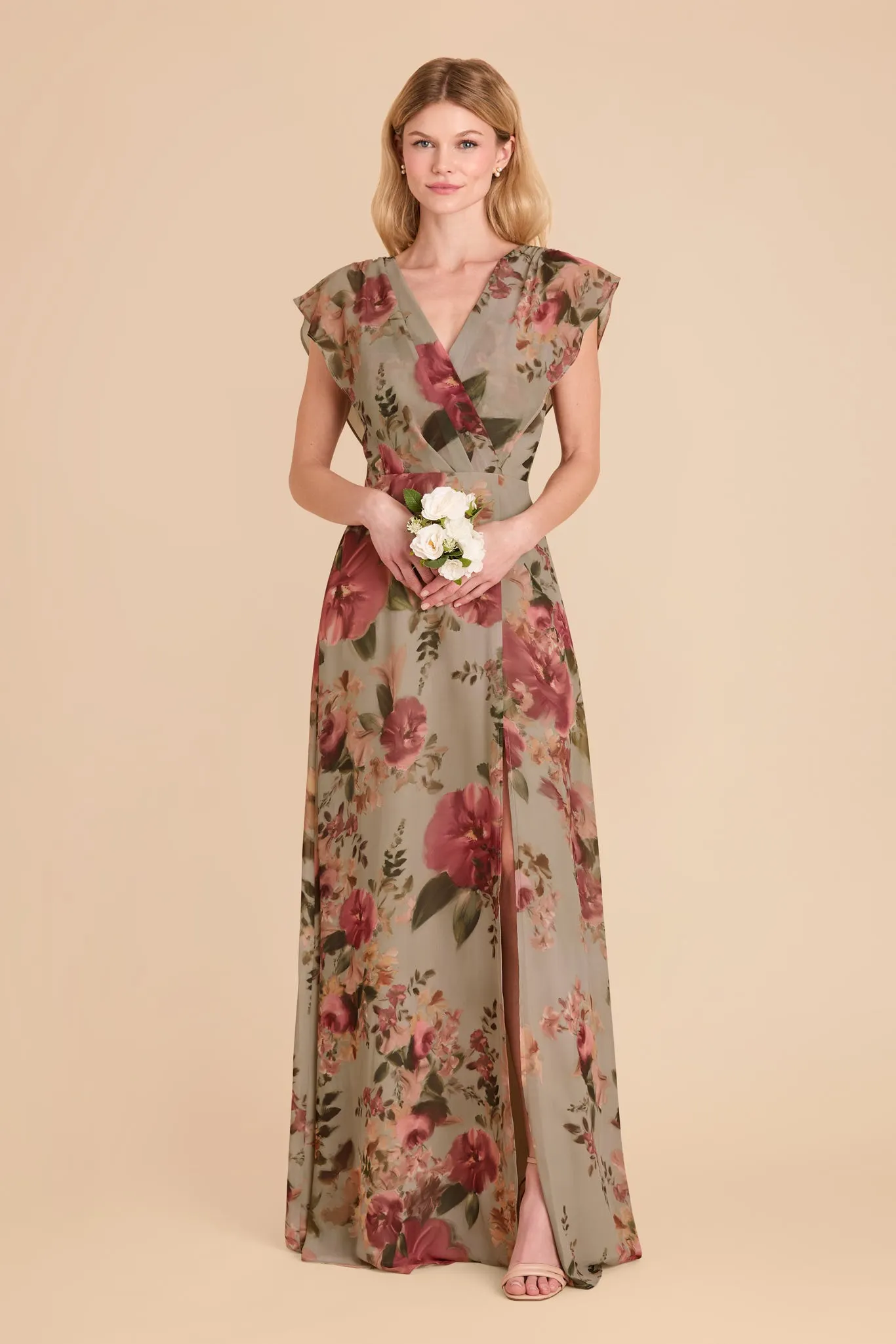 Violet Chiffon Dress - Silver Sage Painted Botanics sold by Birdy Grey product image thumbnail 2